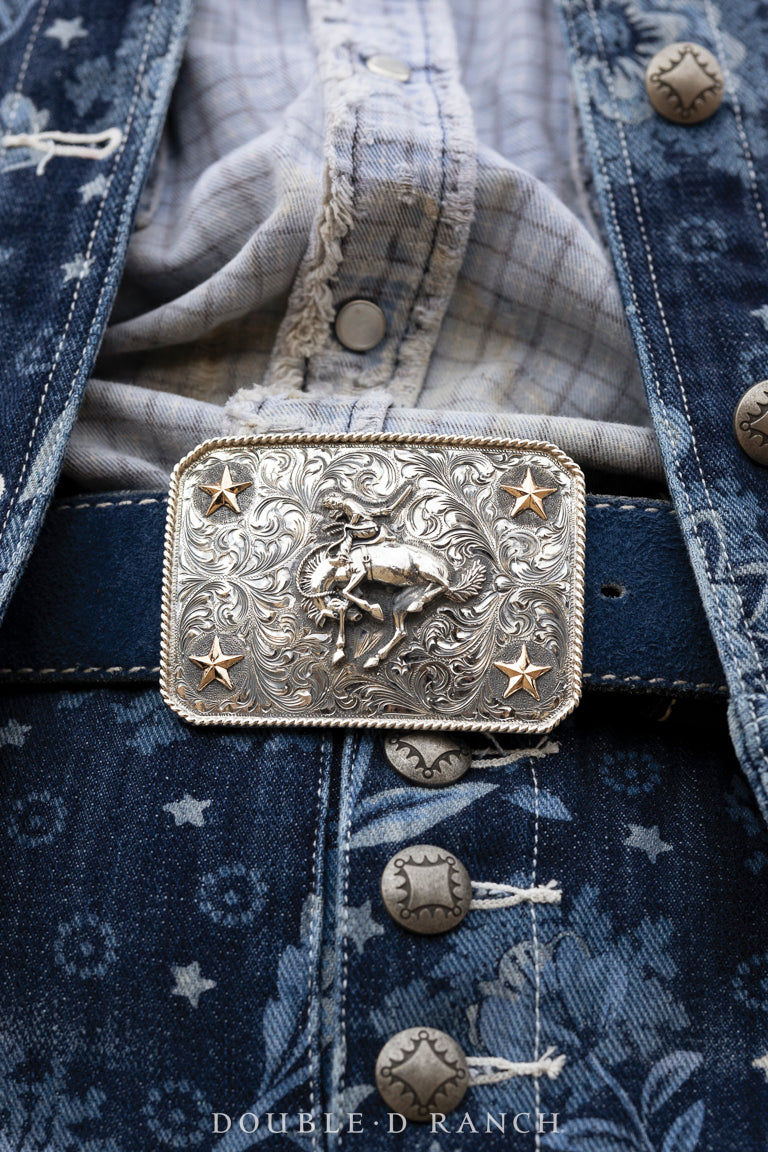 Belt, A, Buckle, Western, Engraved, Bucking Bronc, Contemporary, 506