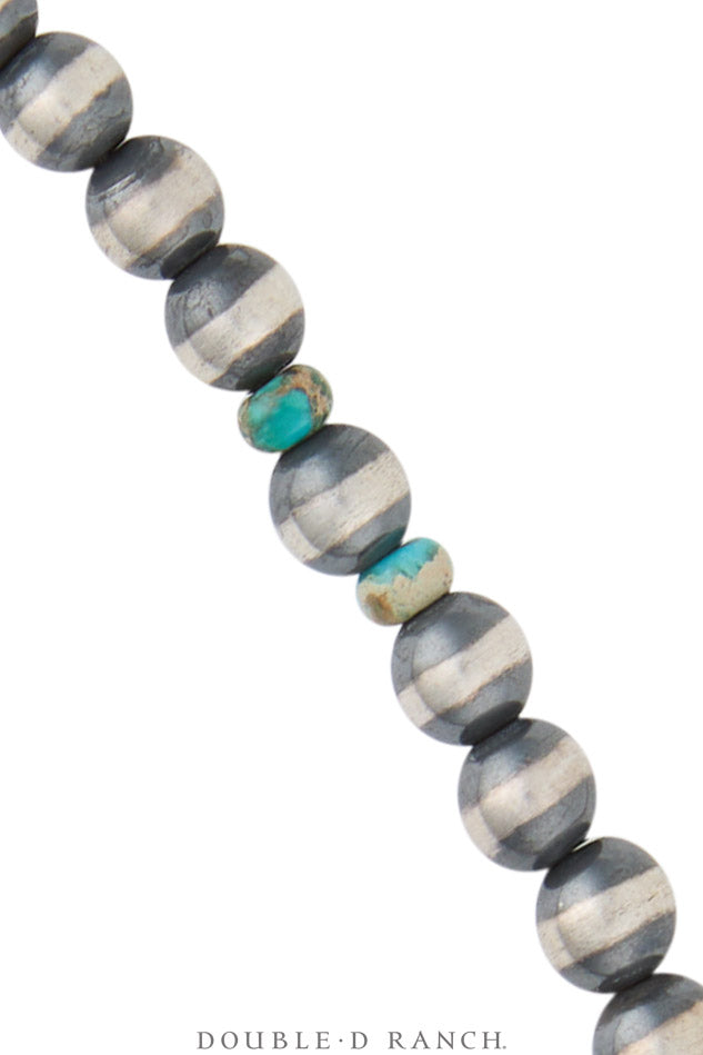 Necklace, Desert Pearl, Sterling Silver with Turquoise, 6MM, 16", Contemporary, 3366