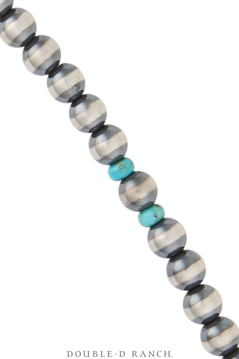 Necklace, Desert Pearl, Sterling Silver with Turquoise, 6MM, 20", Contemporary, 3368