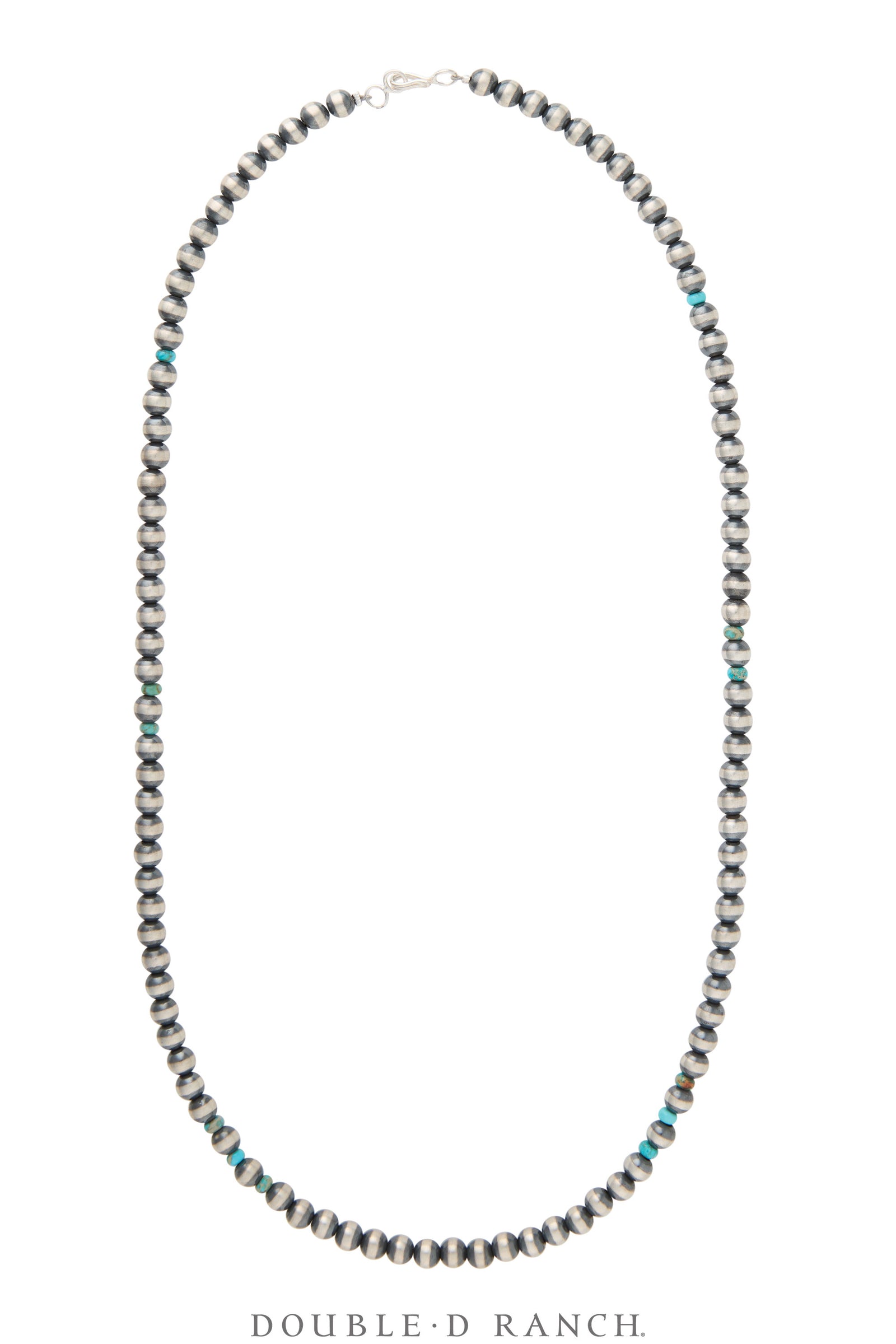 Necklace, Desert Pearl, Sterling Silver with Turquoise, 6MM, 24", Contemporary, 3369