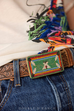 Belt, A Vintage, Beaded, Tee Pee, Microbeads, Vintage, 524