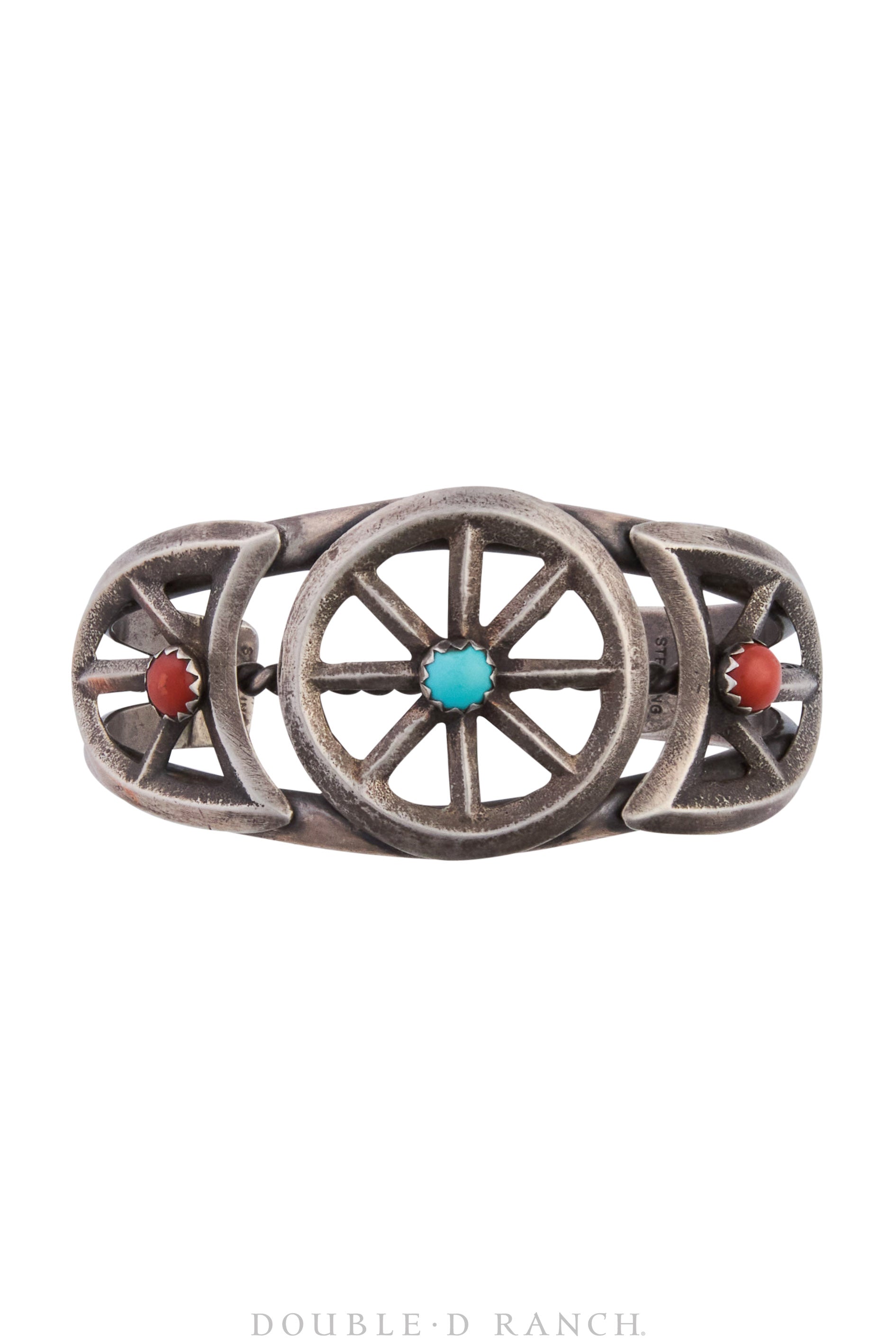 Cuff, Cast, Coral & Turquoise, Wheels, Hallmark, Vintage, 3696