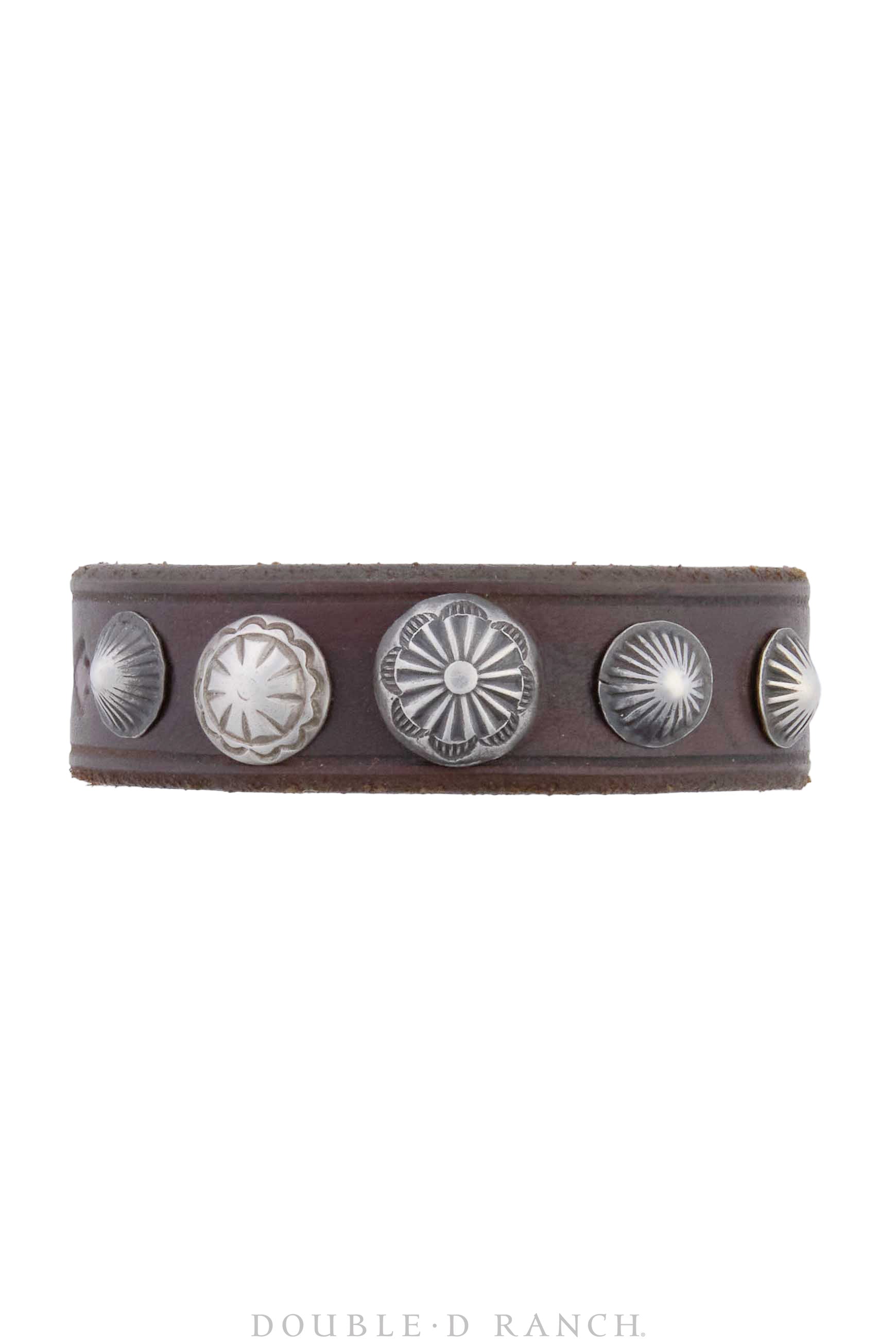 Cuff, Leather, Sterling Silver Buttons, New Old Stock, 3747