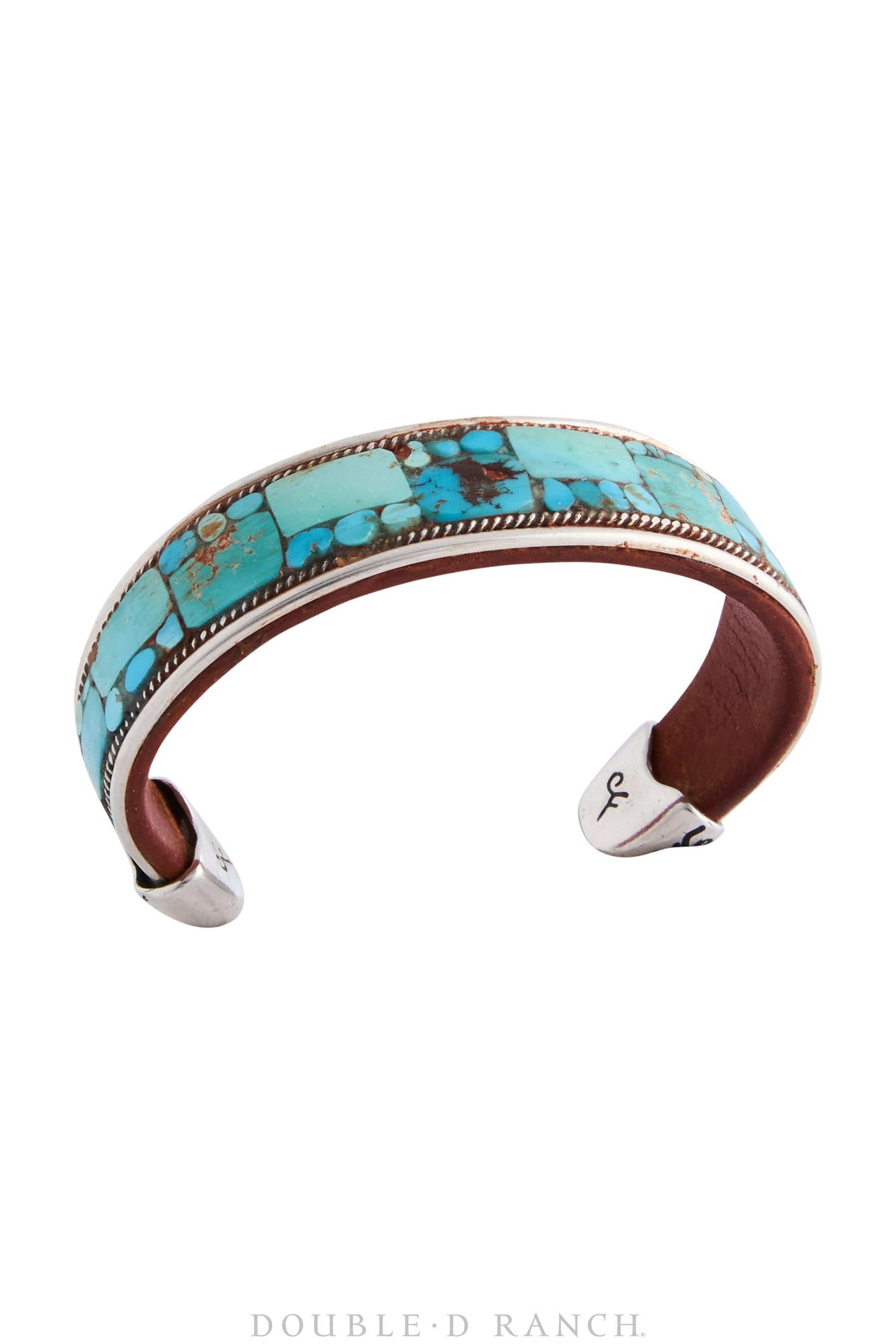 Cuff, Inlay, Turquoise, Leather Lined, Artisan, Charlie Favour, Contemporary, 3790