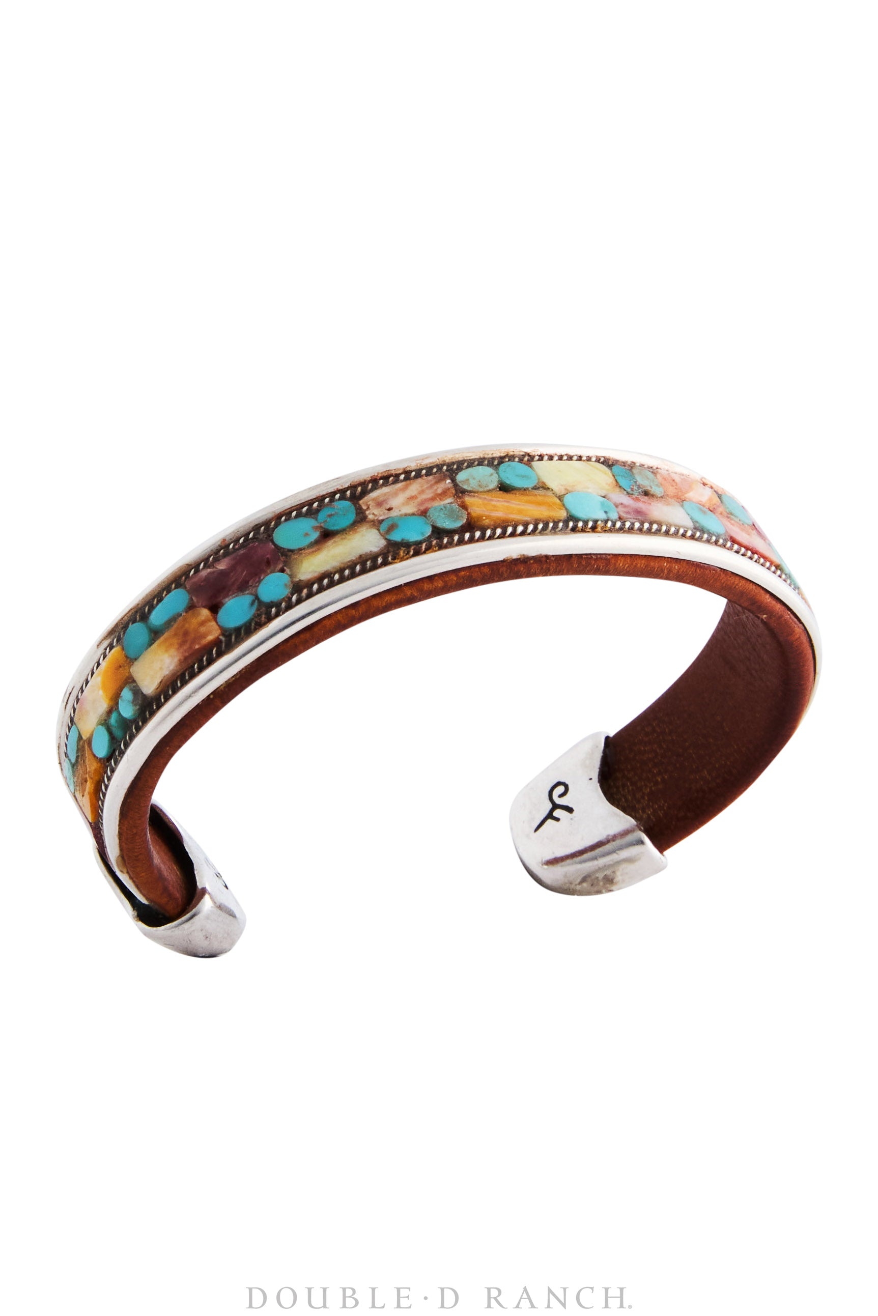 Cuff, Inlay, Multi Stone, Leather Lined, Artisan, Charlie Favour, Contemporary, 3788