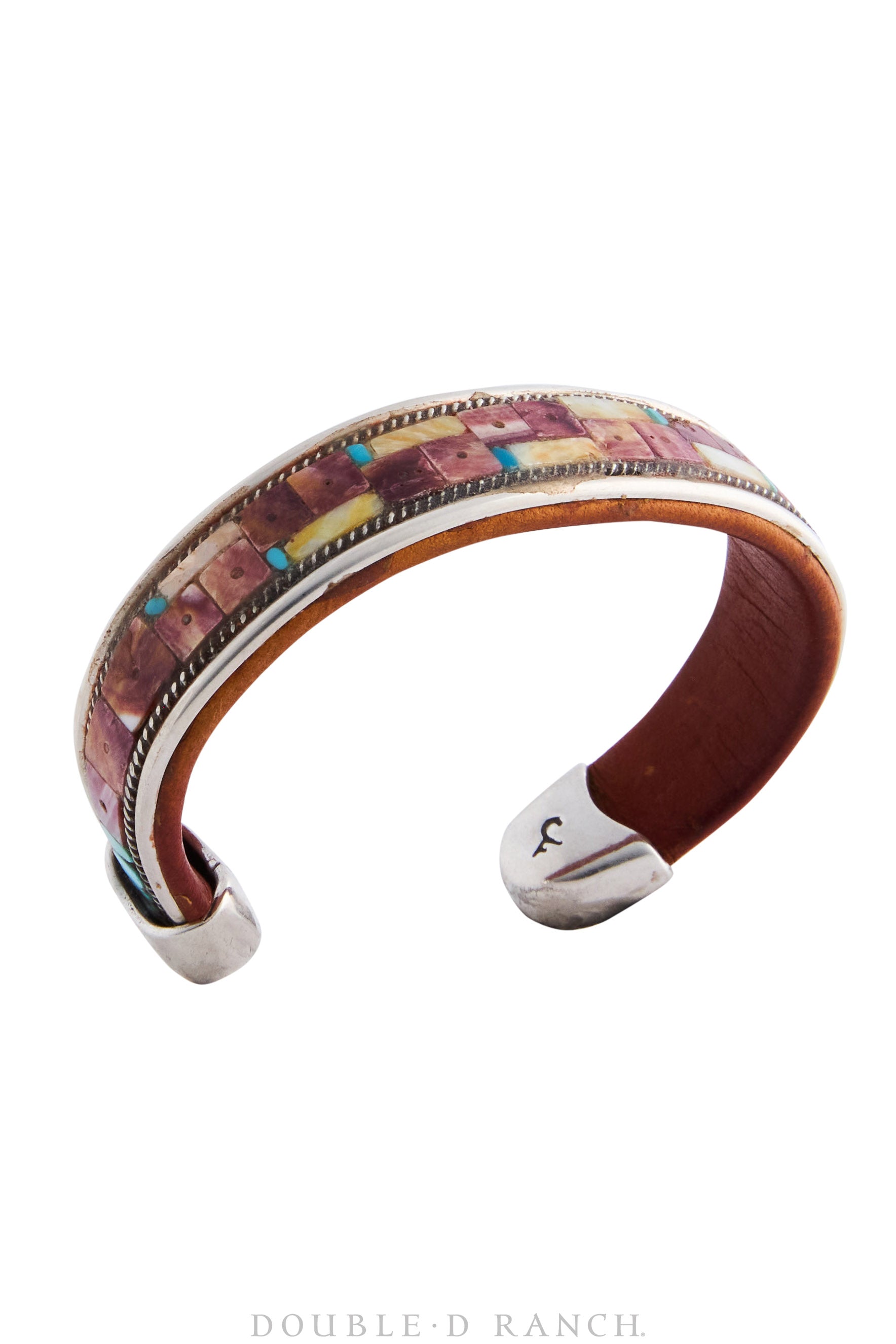 Cuff, Inlay, Multi Stone, Leather Lined, Artisan, Charlie Favour, Contemporary, 3784