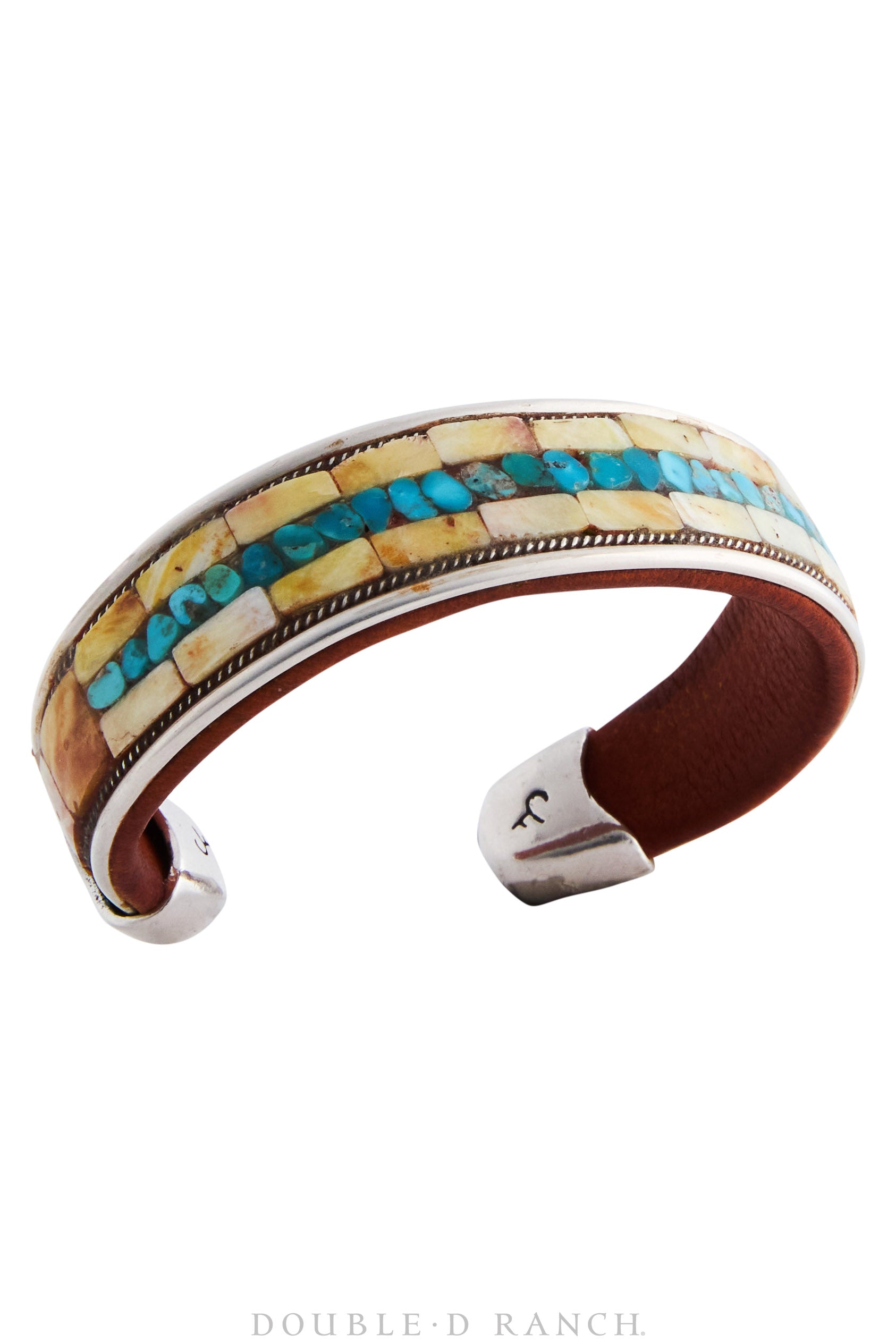 Cuff, Inlay, Multi Stone, Leather Lined, Artisan, Charlie Favour, Contemporary, 3783