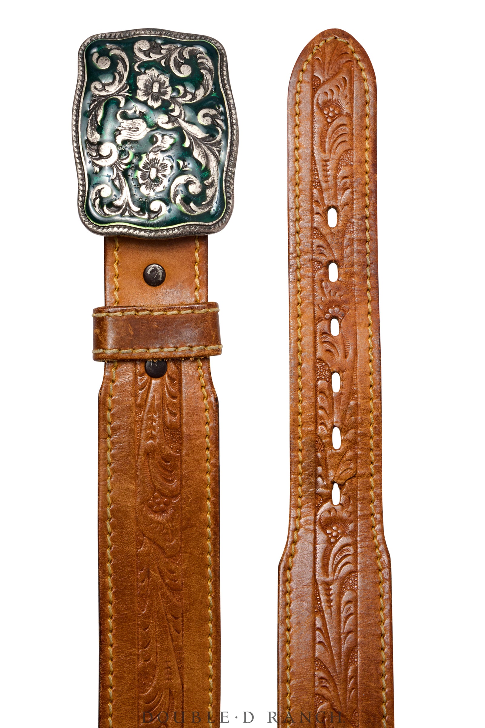 Belt, A Vintage, Buckle, Western, Enamel, Scroll, Vintage, 661