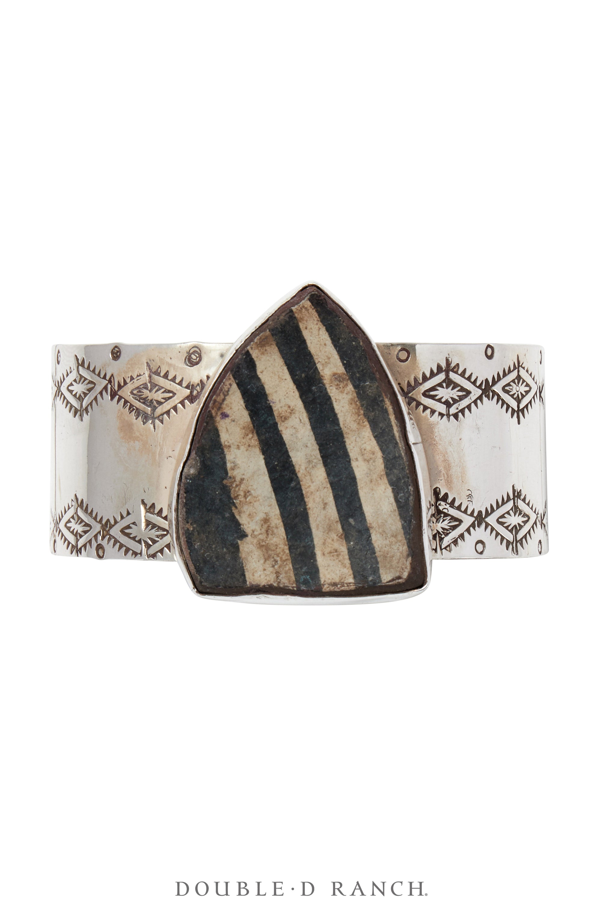 Cuff, Upcycled, Ancient Pueblo Pottery Shard, Single Stone, Hallmark, New Old Stock, 3840