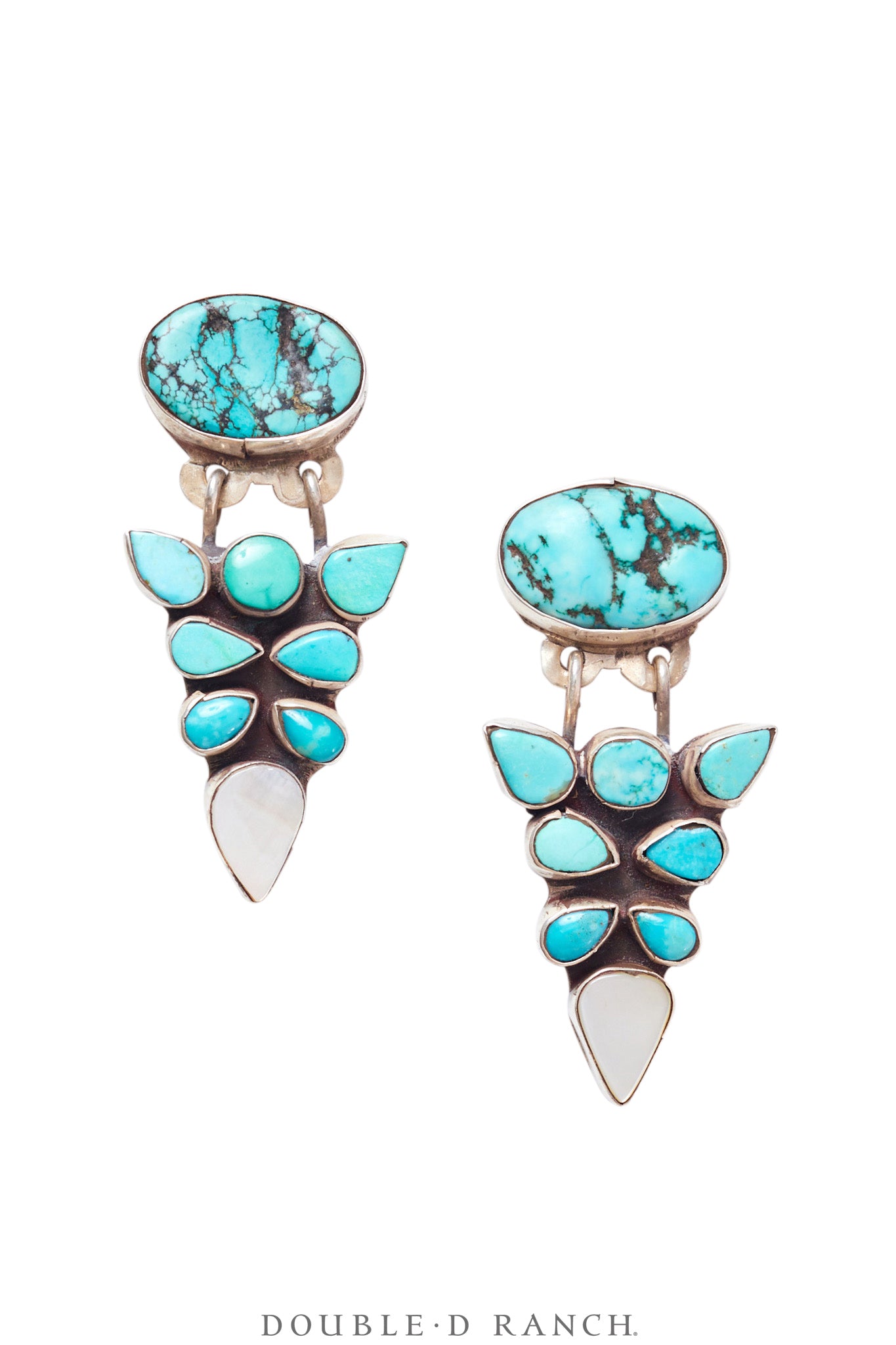 Earring, Oscar Betz, Chandelier, Turquoise, Mother of Pearl, Hallmark, 1694