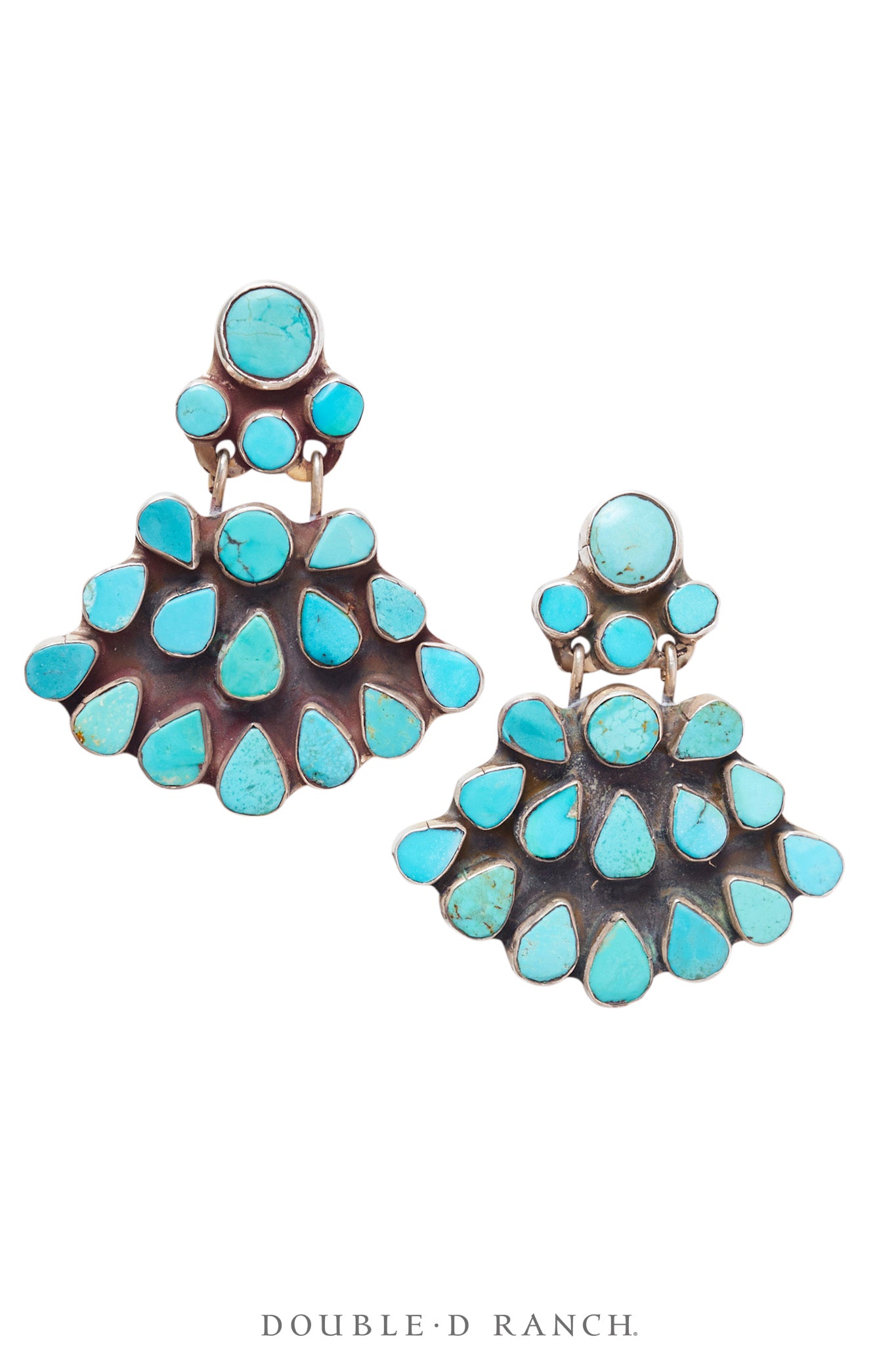 Earrings, Oscar Betz, Fan,Turquoise, Contemporary, 1733