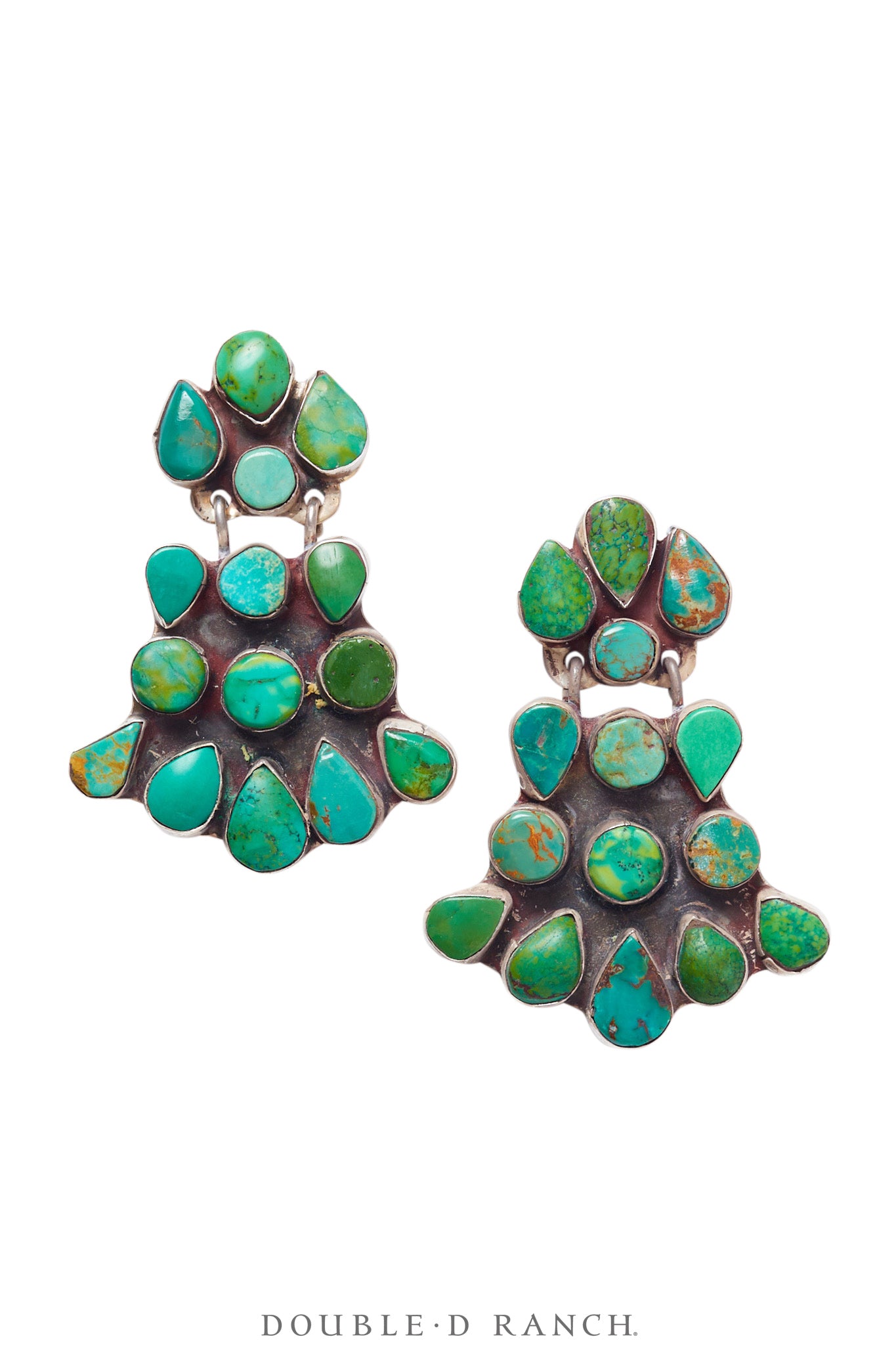 Earrings, Oscar Betz, Fan,Turquoise, Contemporary, 1738