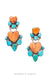 Earrings, Oscar Betz, Chandelier, Heart, Turquoise, Orange Spiny Oyster, Hallmark, Contemporary, 1740