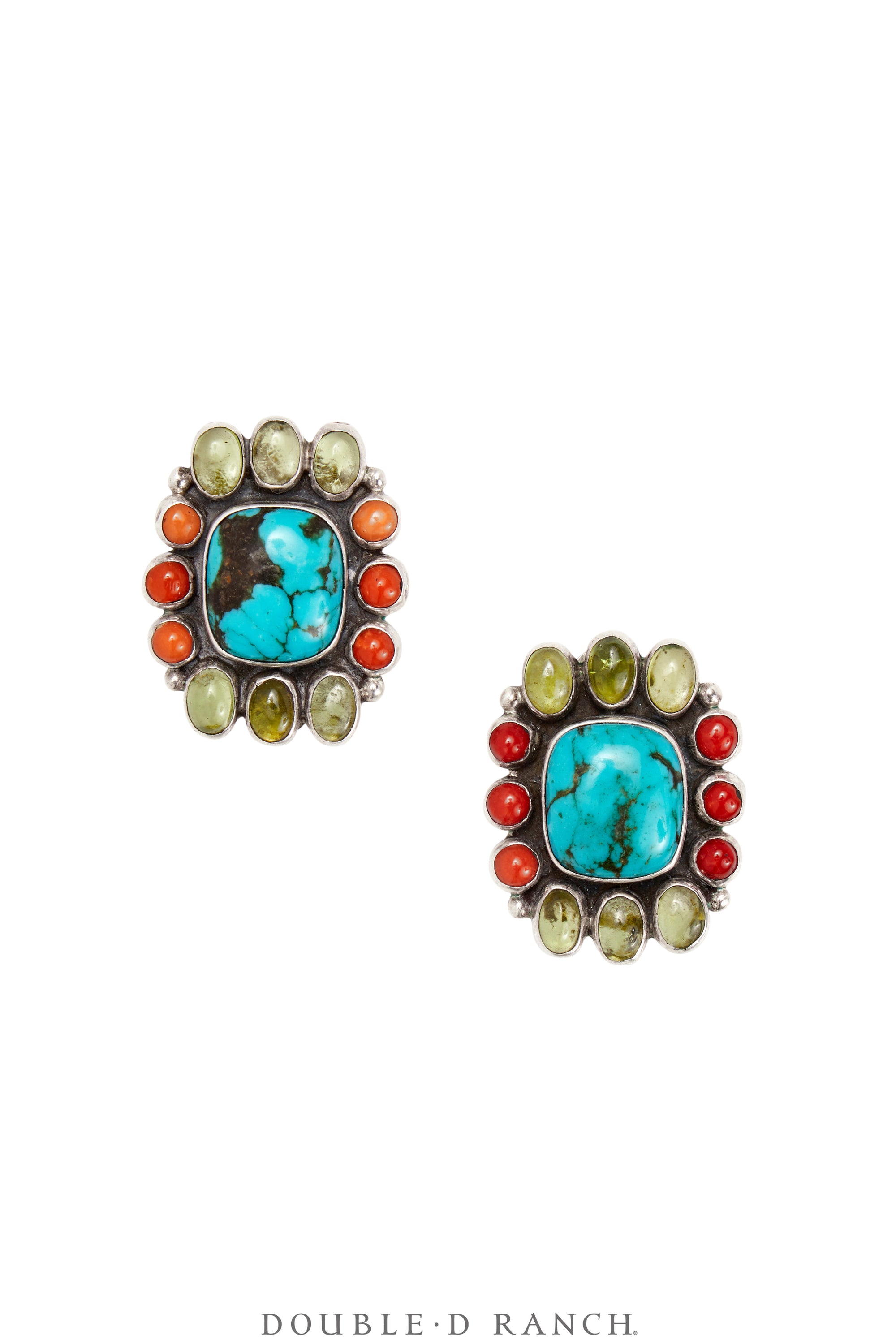 Earrings, Federico, Cluster, Turquoise & Mixed Stones, Federico Hallmark, Vintage, 1787