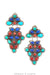 Earrings, Oscar Betz, Chandelier, Turquoise & Mixed Stones, Hallmark, Vintage, 1788