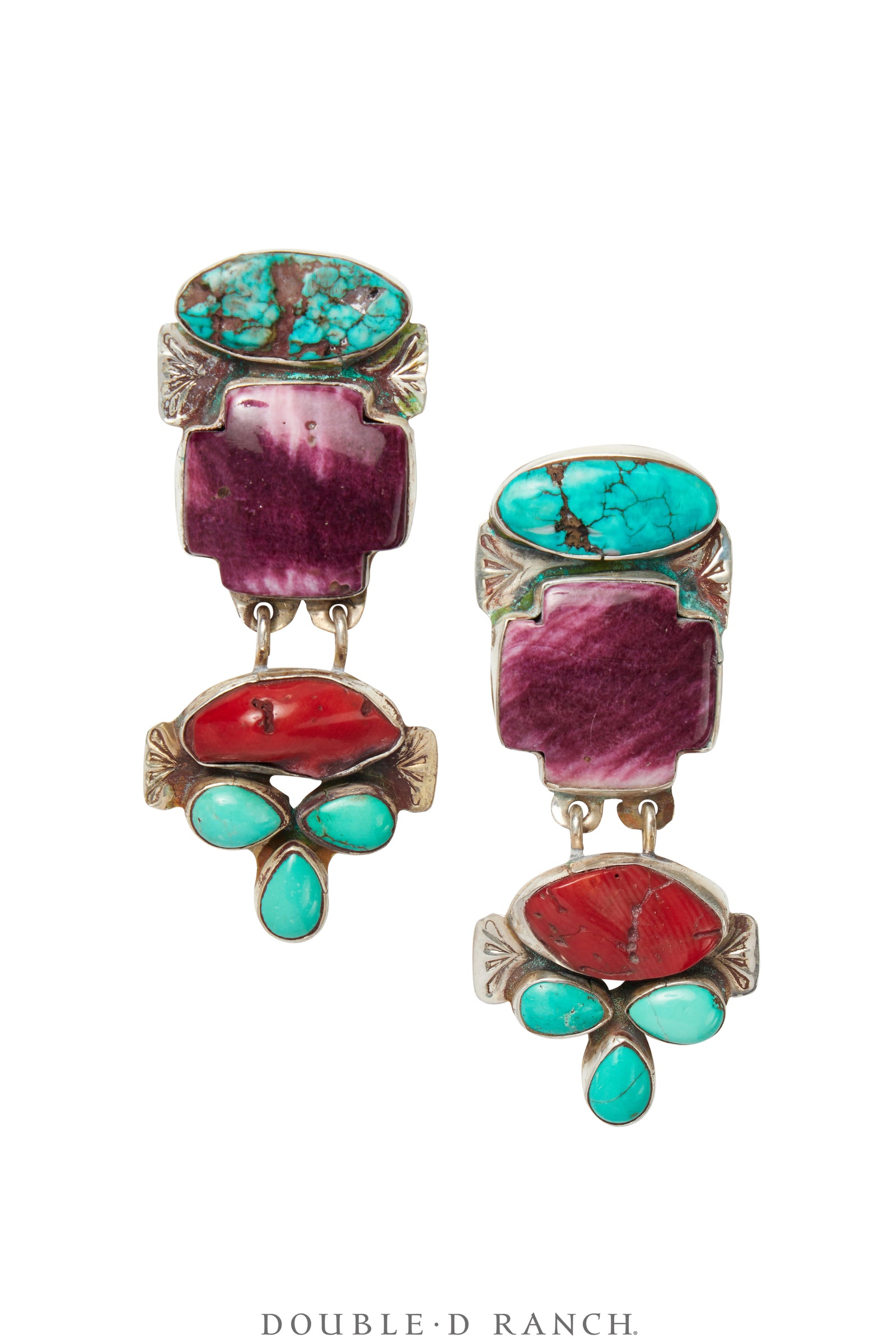 Earrings, Oscar Betz, Drop, Mixed Stones, Hallmark, Contemporary, 1791