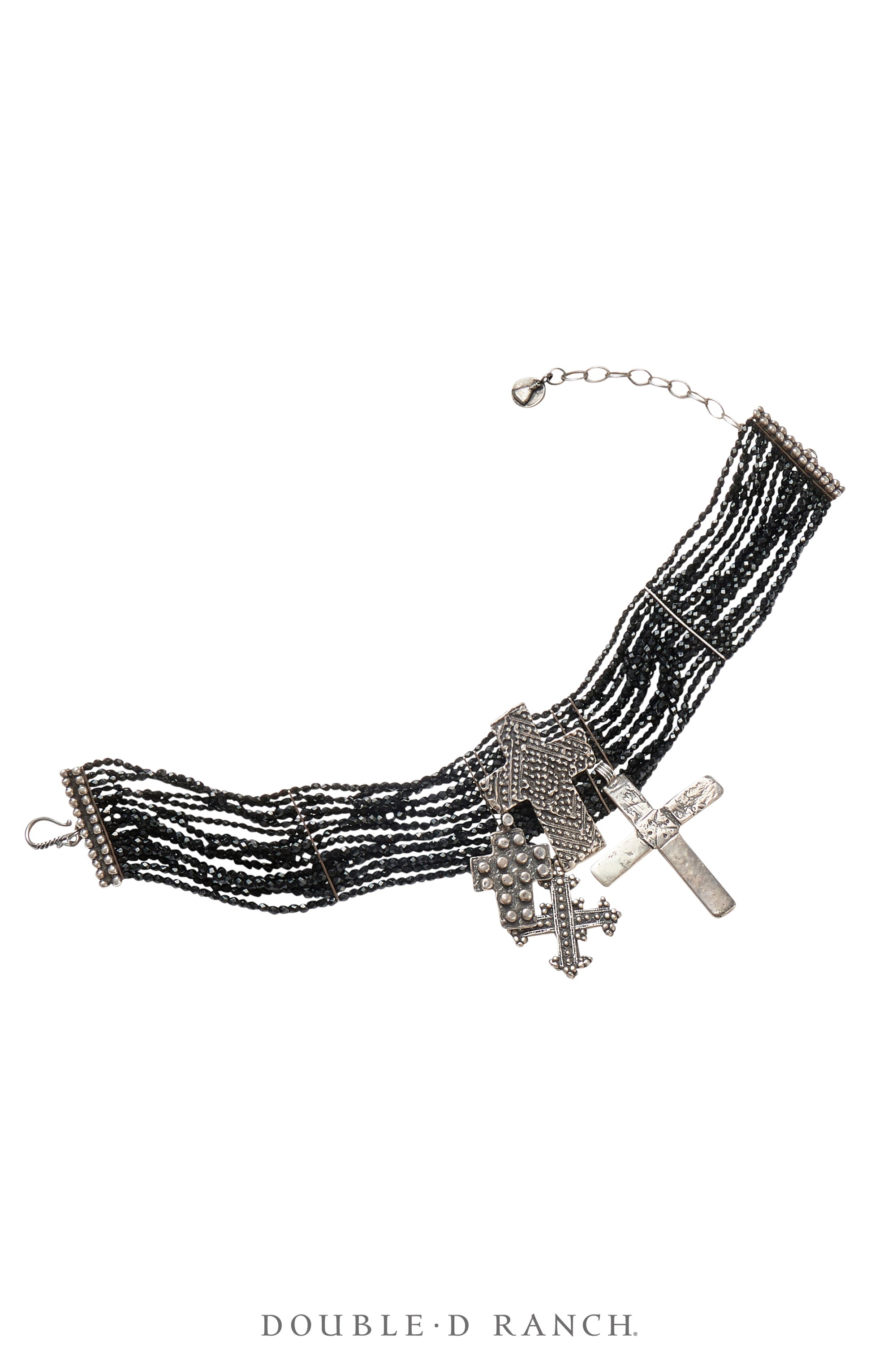 Necklace, MB, Choker, Faceted Jet With Crosses, Hallmark, Vintage, 3352