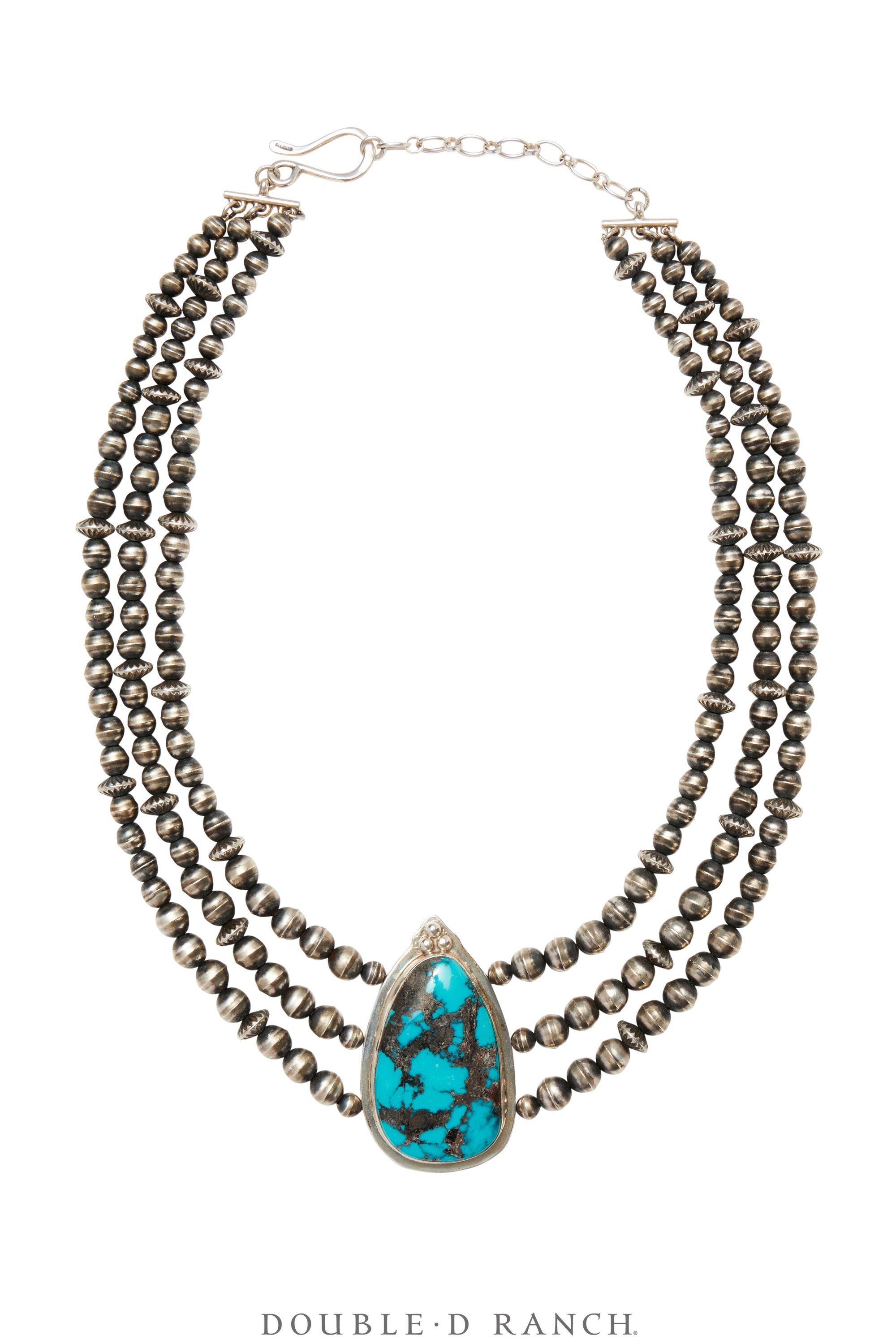 Necklace, Desert Pearls, 3 Strands With Turquoise Center, Hallmark, Vintage, 3400