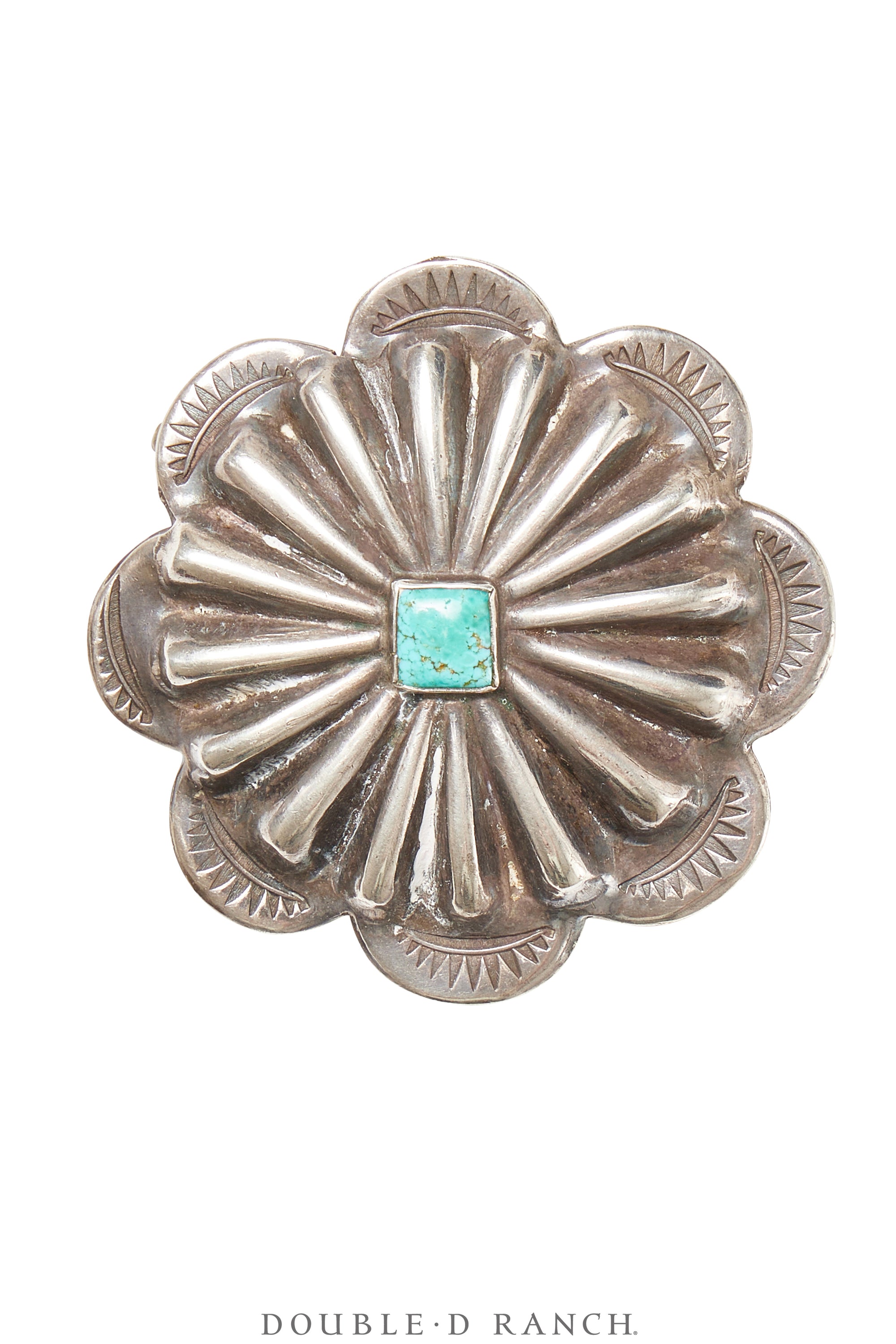 Pin, Concho, Turquoise, Repoussé, Vintage, 1098