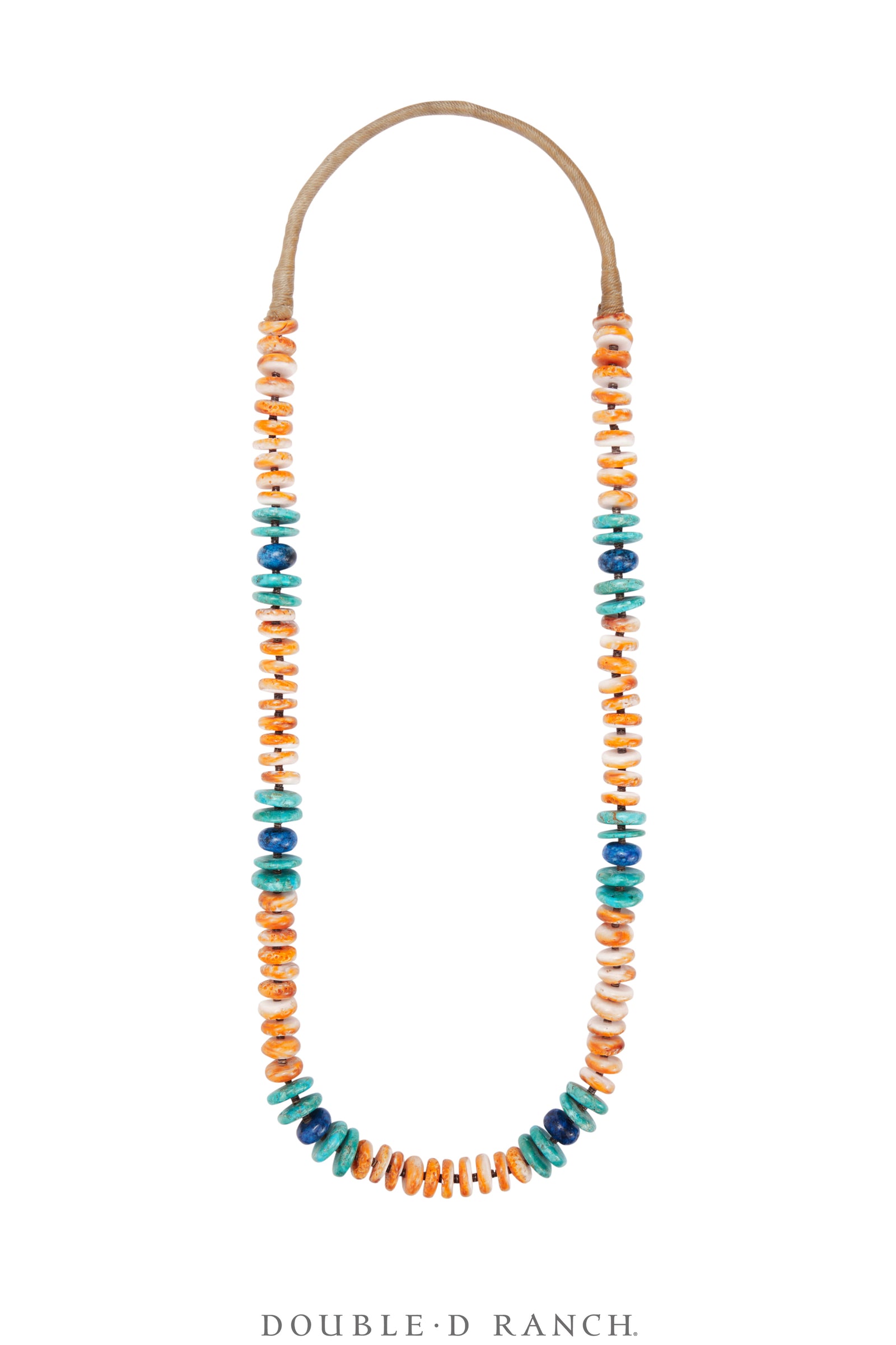 Necklace, Natural Stone, Orange Spiny Oyster, Navajo, Contemporary, 3417