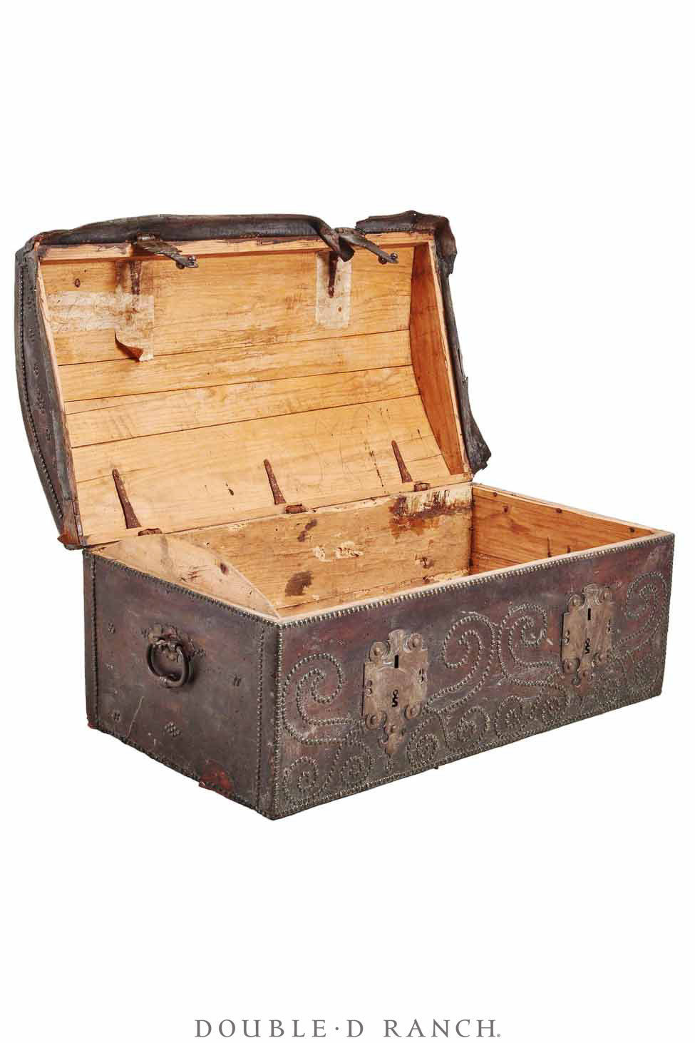 Miscellaneous, Trunk, Studded Leather, Spanish Colonial, Antique 18/19th Century, 280