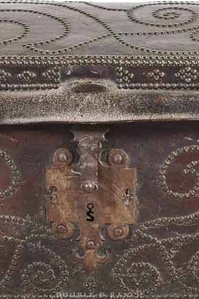 Miscellaneous, Trunk, Studded Leather, Spanish Colonial, Antique 18/19th Century, 280