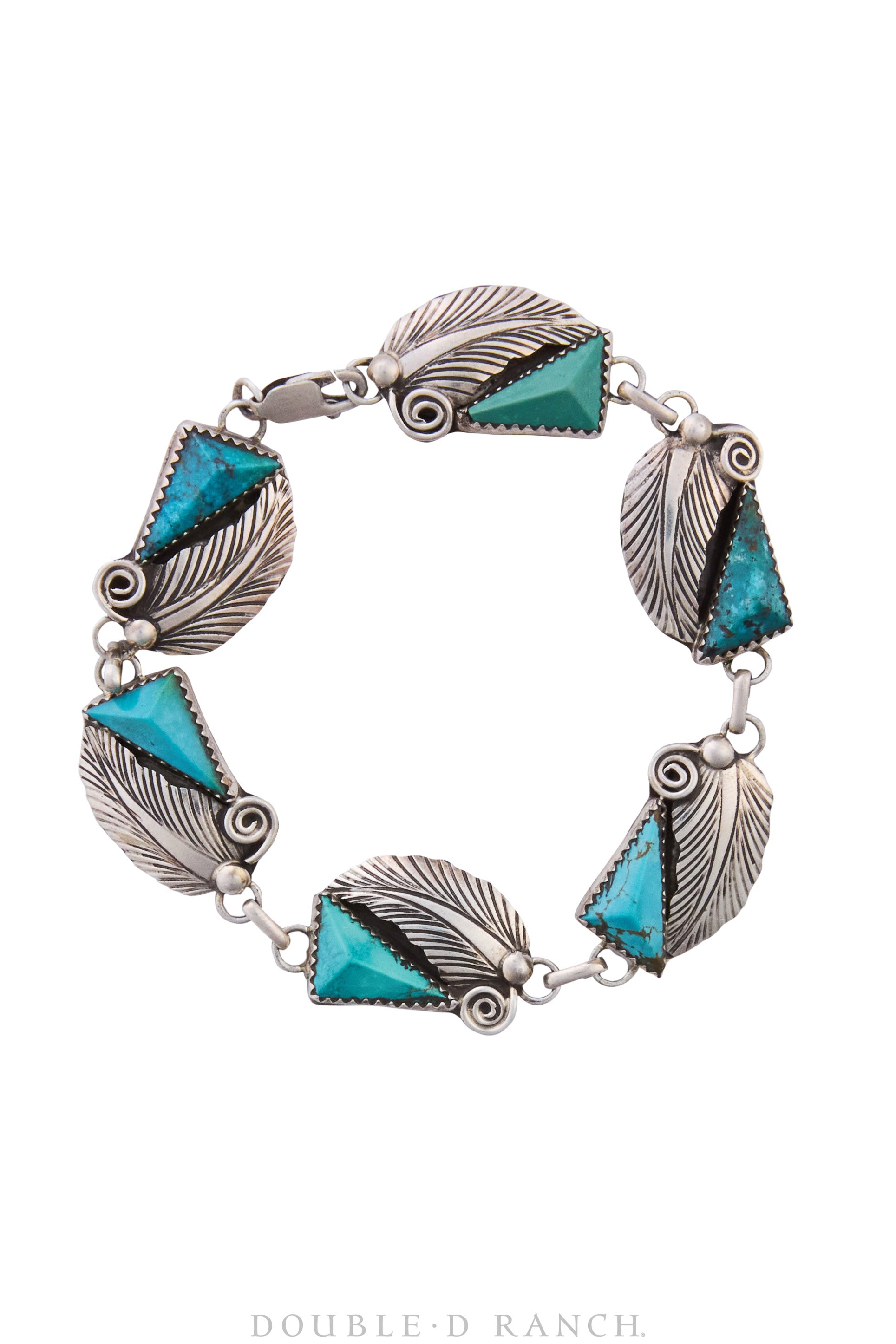 Bracelet, Chain Link, Turquoise & Sterling Silver, Hallmark, New Old Stock, 3795