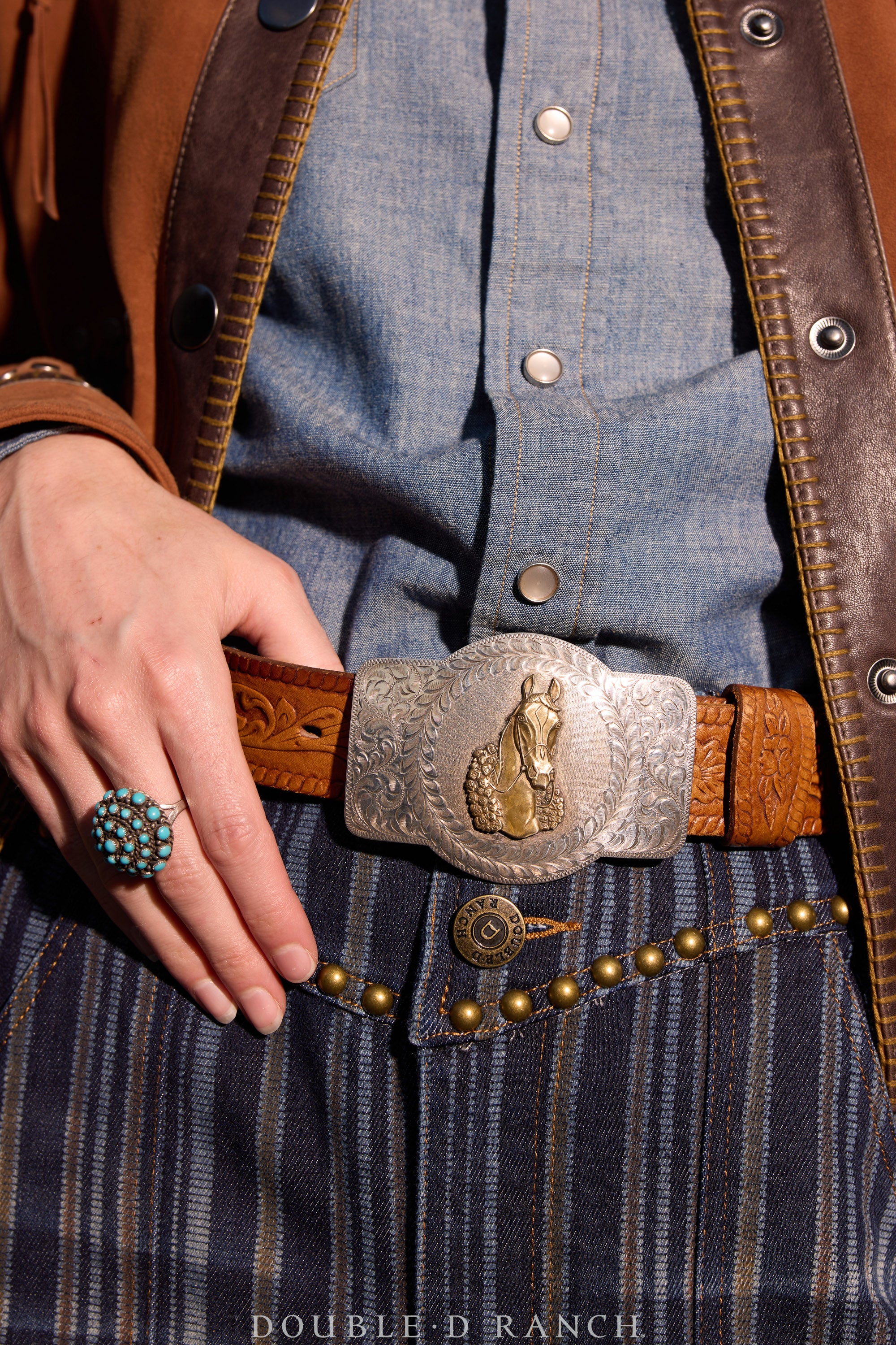 Belt, A Vintage, Western, Derby Horse With Scroll Engraving, Hallmark, Vintage, 548