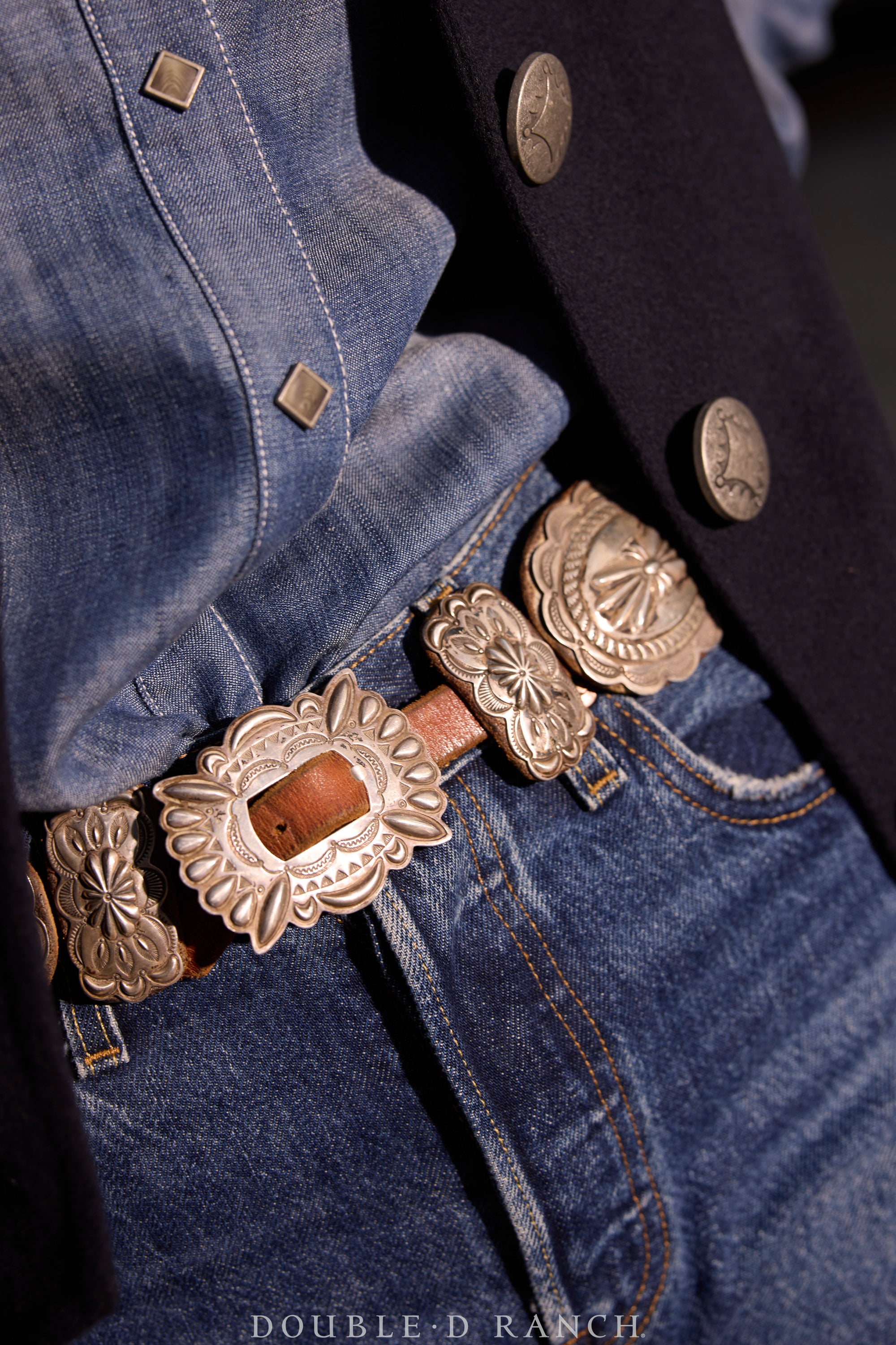 Belt, A Vintage, Concho, Sterling Silver, Stampwork & Repousse, Vintage, 253