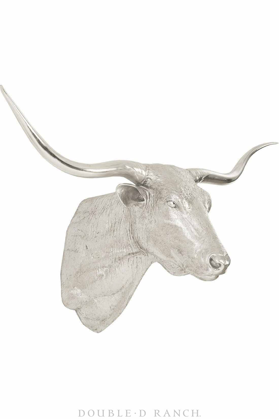 Art, Sculpture, Longhorn, Silver Leaf, Vintage, 1320