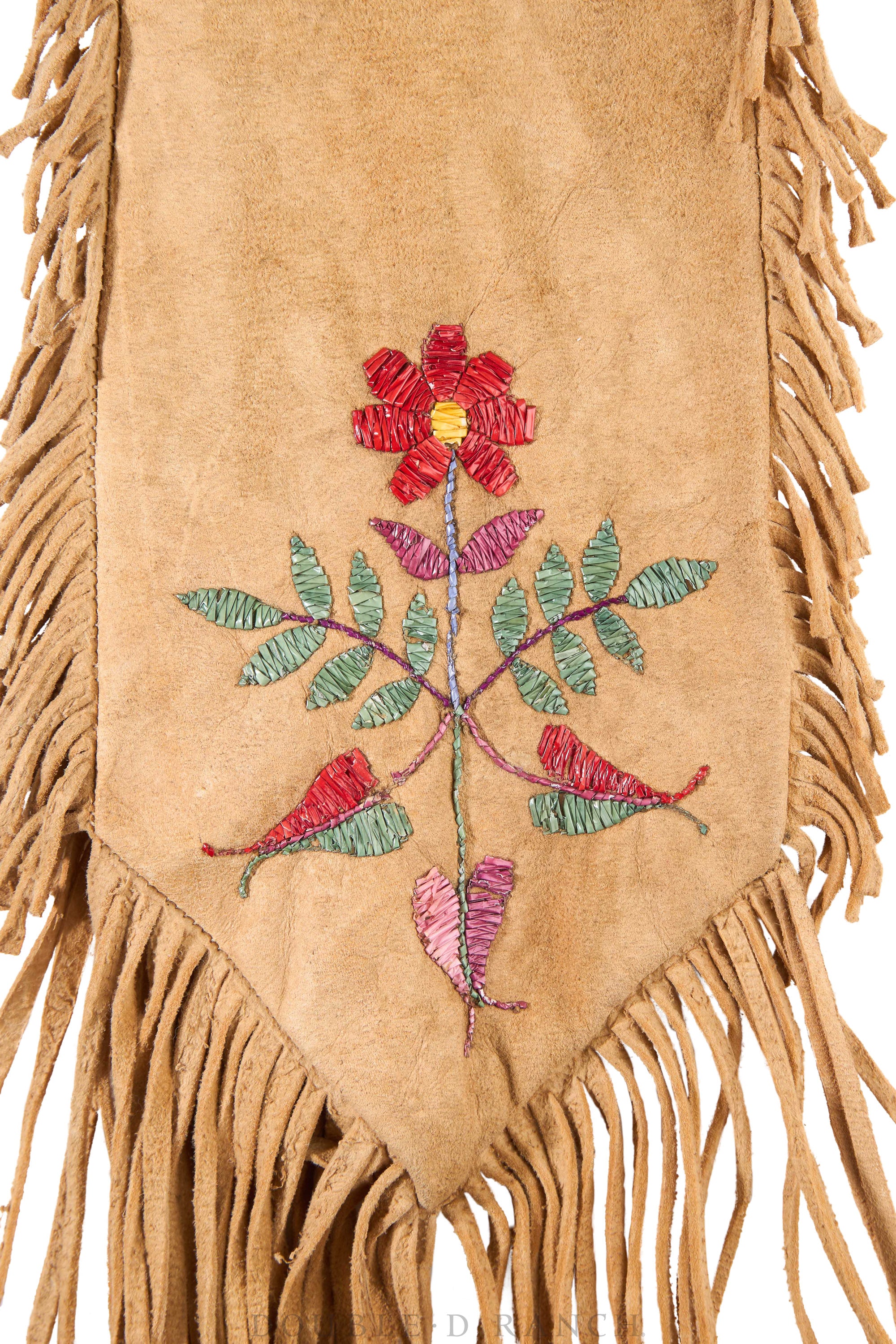 Bag, 3 Sided, Quill Embroidery, Fringed, Vintage, Early 20th Century, 1327