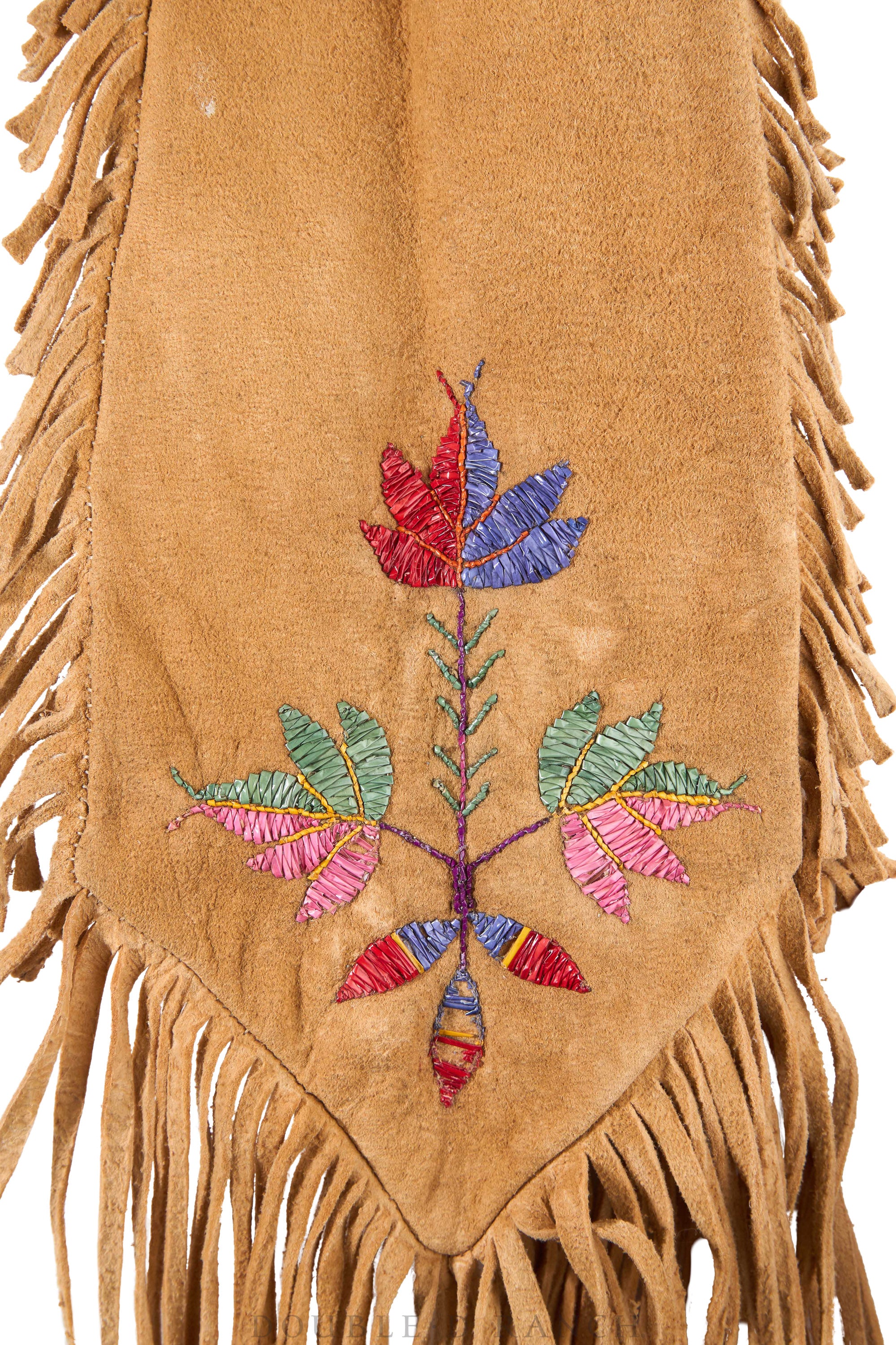 Bag, 3 Sided, Quill Embroidery, Fringed, Vintage, Early 20th Century, 1327