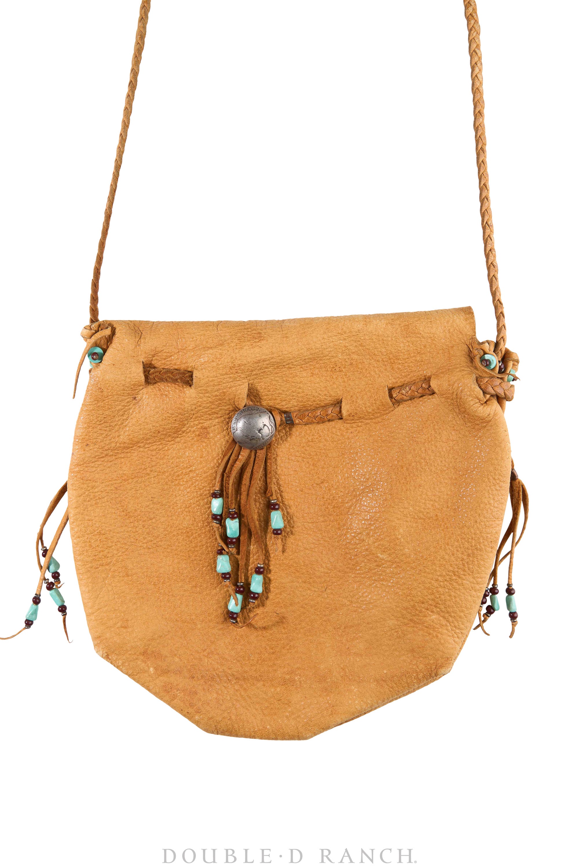 Bag, Possibles, Deerskin With Turquoise Findings, Handmade, Vintage, 1300