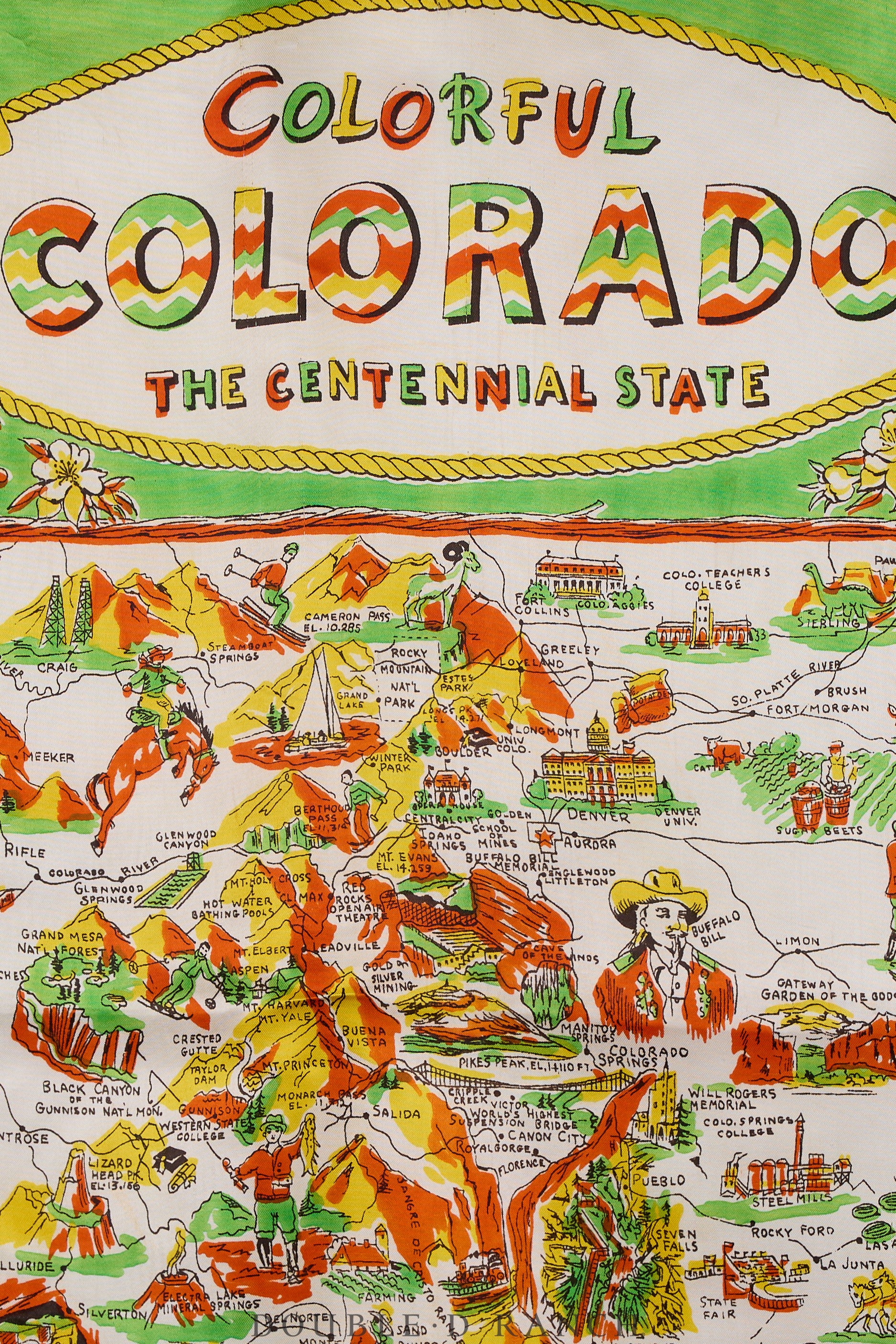 Scarf, Colorful Colorado,  Conversational, Vintage, 194