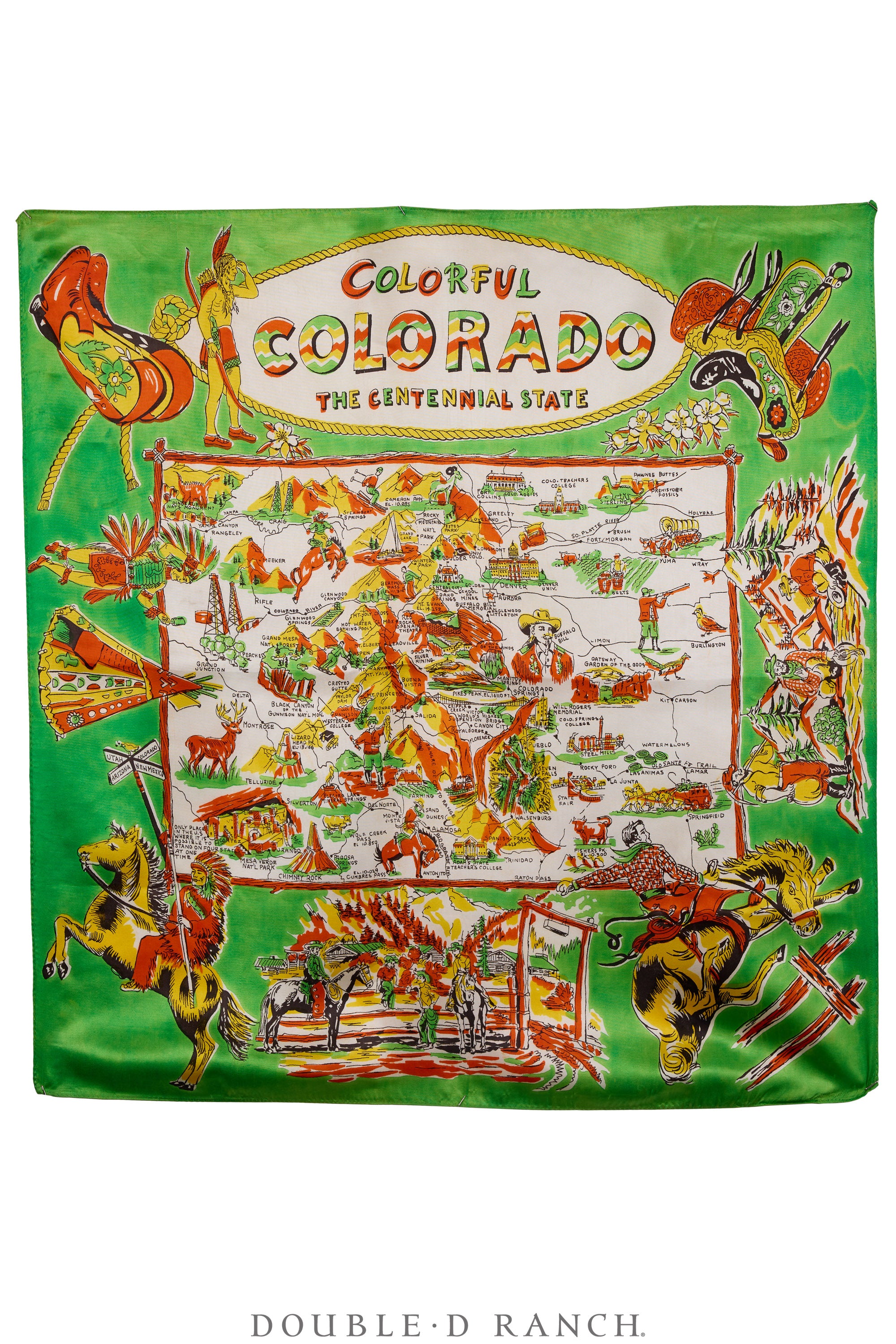 Scarf, Colorful Colorado,  Conversational, Vintage, 194