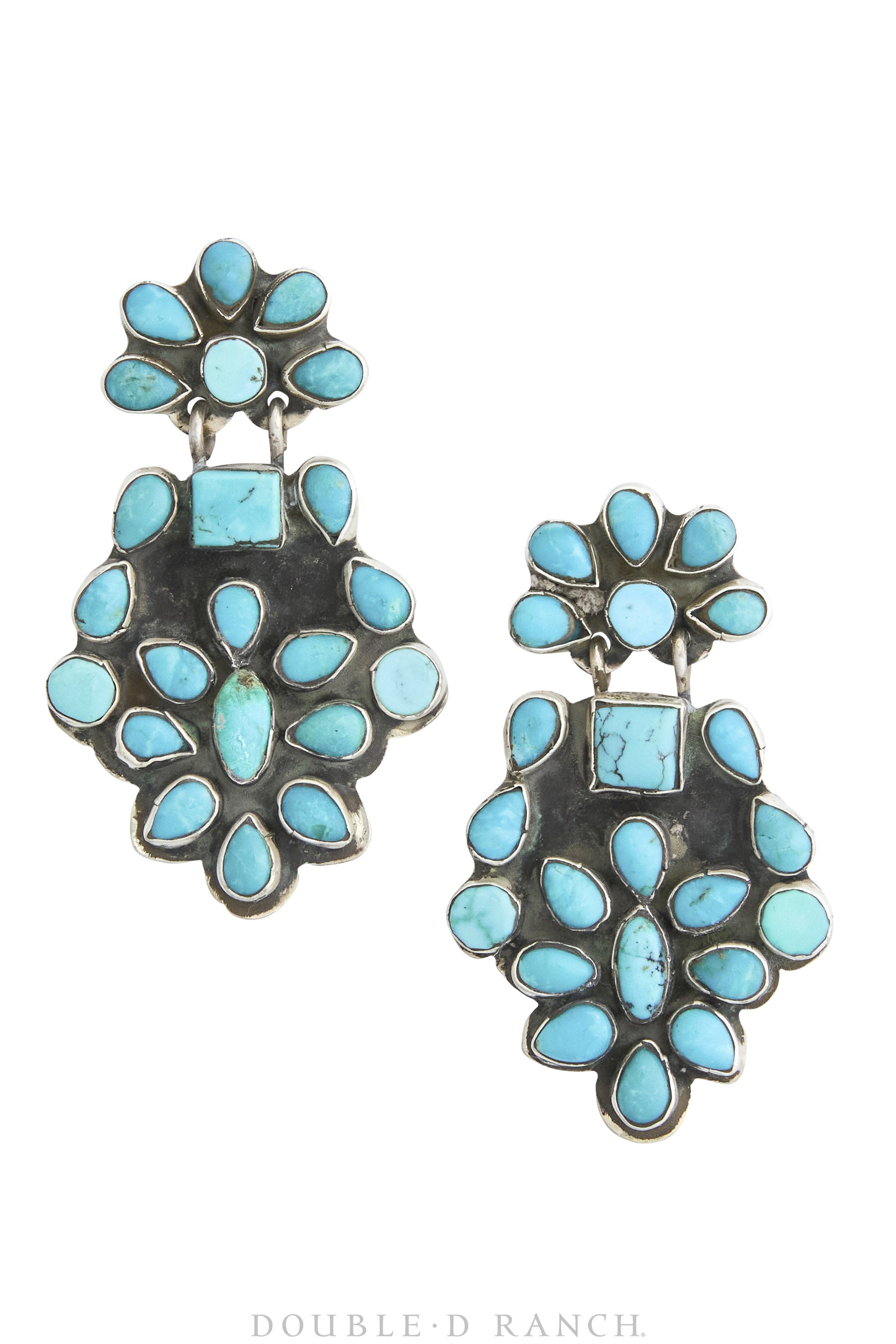 Earrings, Oscar Betz, Chandelier, Turquoise, Hallmark, 1723