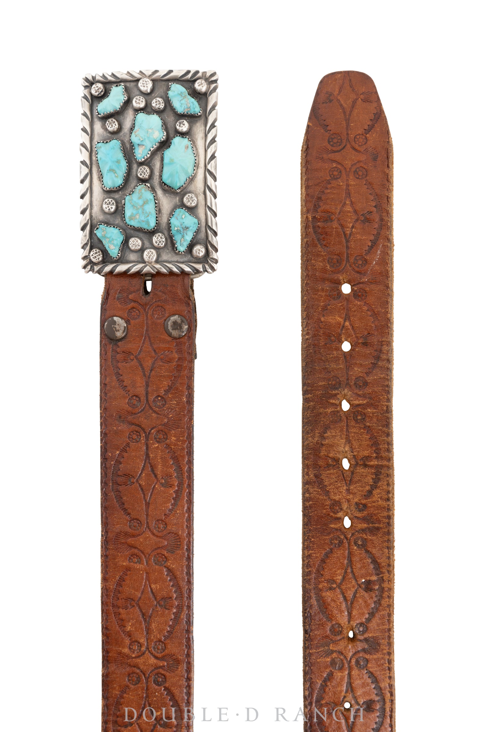 Belt, A Vintage, Buckle, Concho, Turquoise, Carved Stones, Hallmark, Vintage, 572