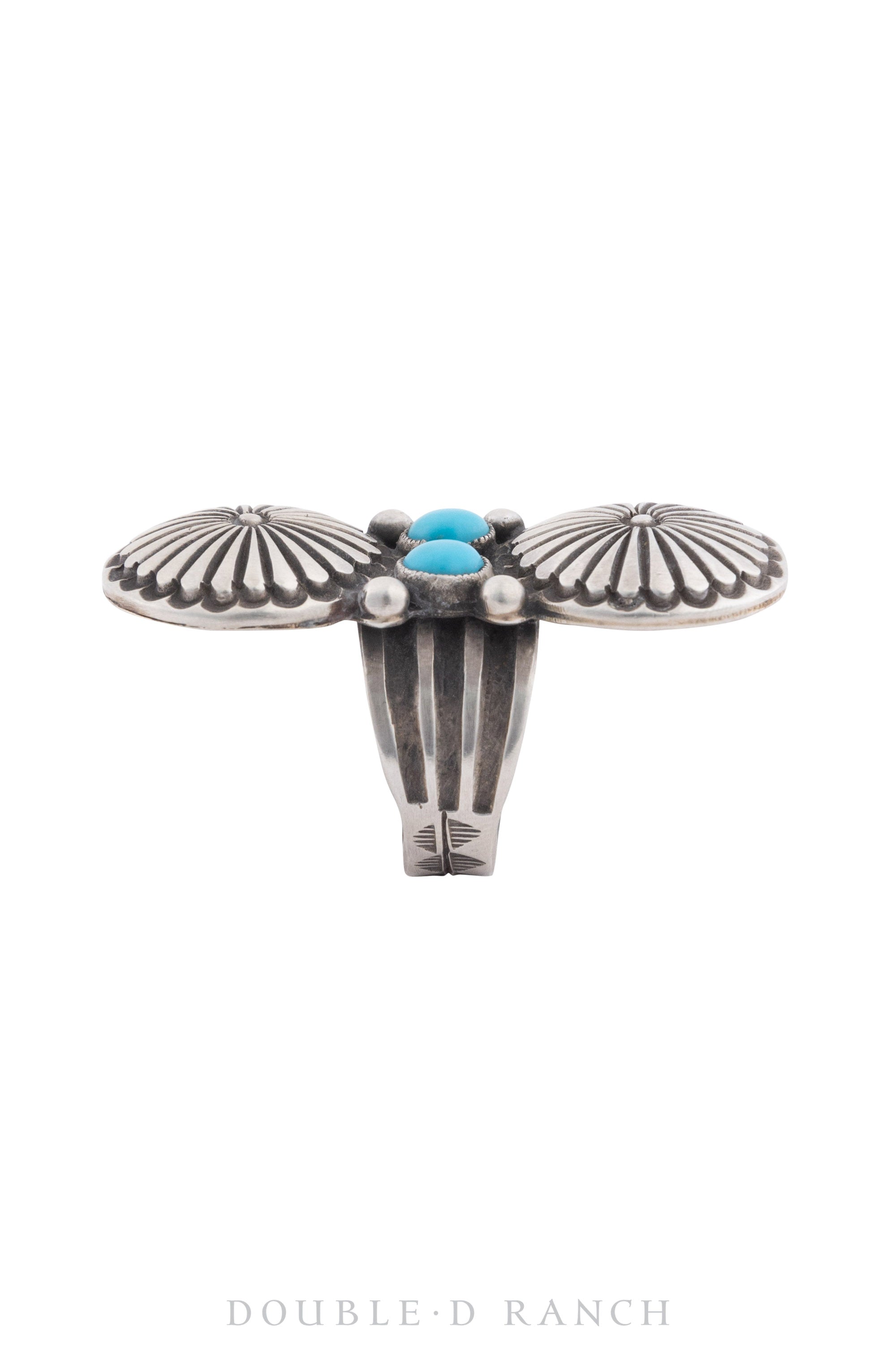 Ring, Concho, Turquoise, Sterling Silver, Stampwork, Hallmark, Contemporary, 1272