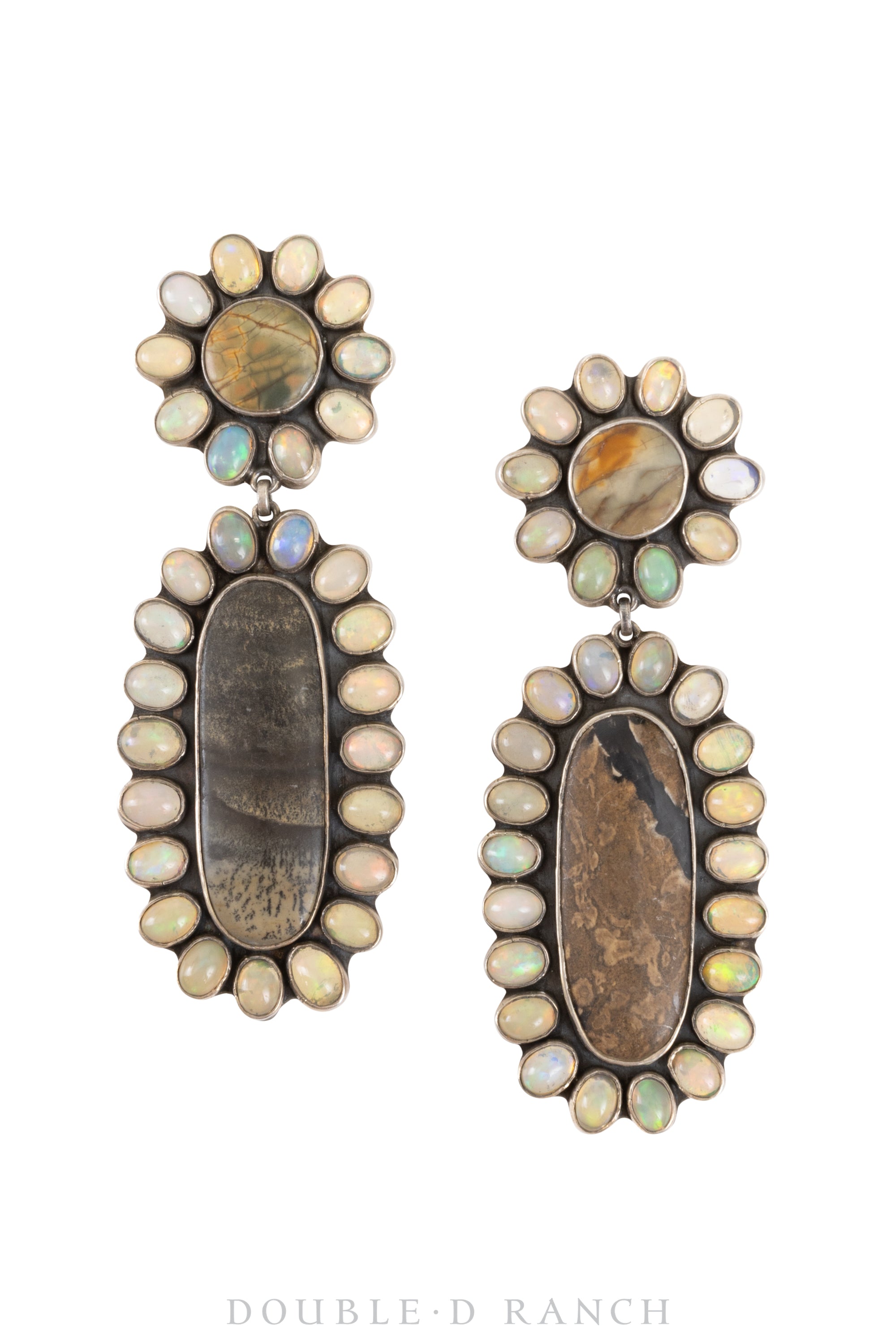 Earrings, Federico, Cluster, Opal & Picture Jasper, Hallmark, Contemporary, 1548