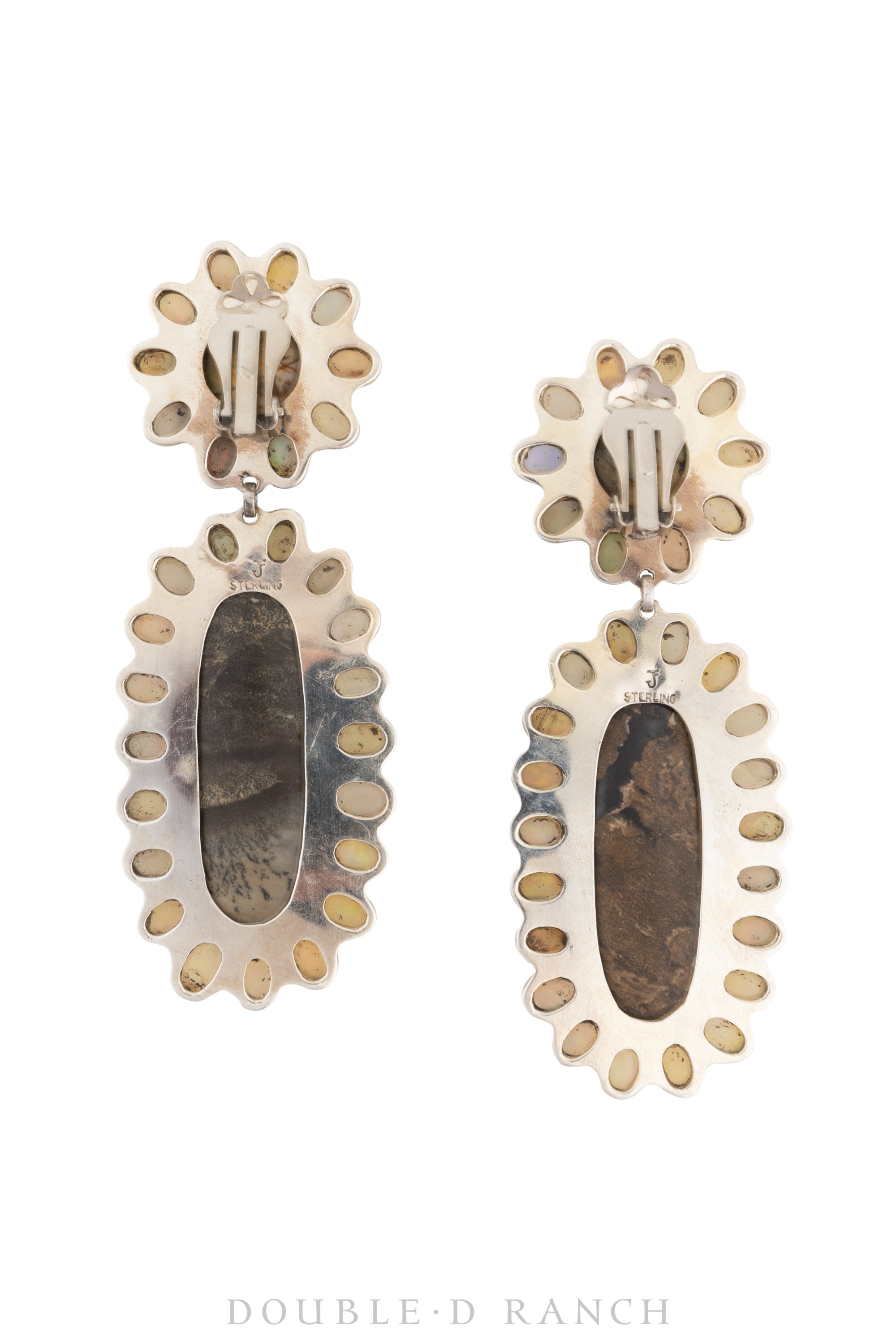 Earrings, Federico, Cluster, Opal & Picture Jasper, Hallmark, Contemporary, 1548