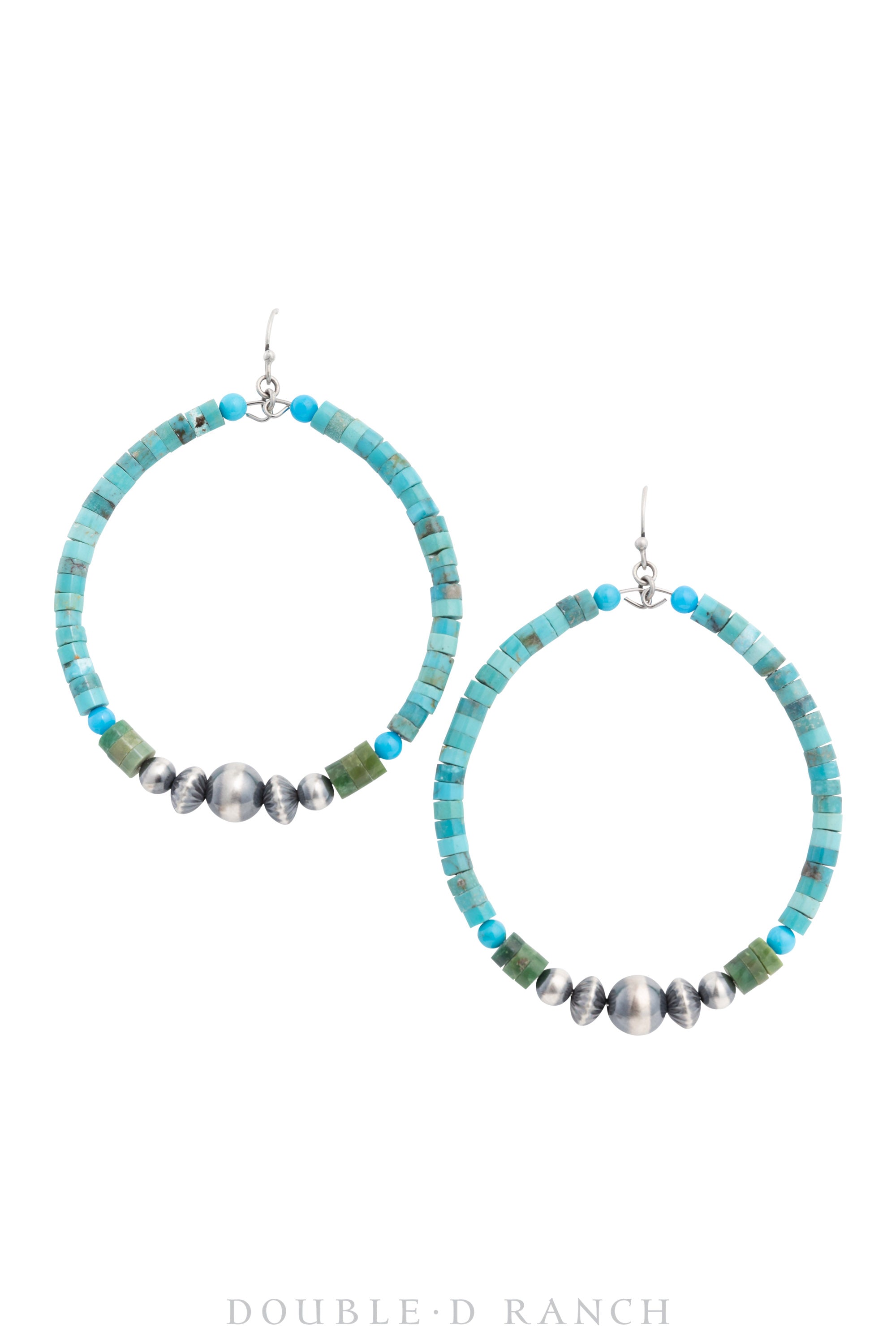 Earrings, Hoop, Turquoise, Heishi, Contemporary, 1463