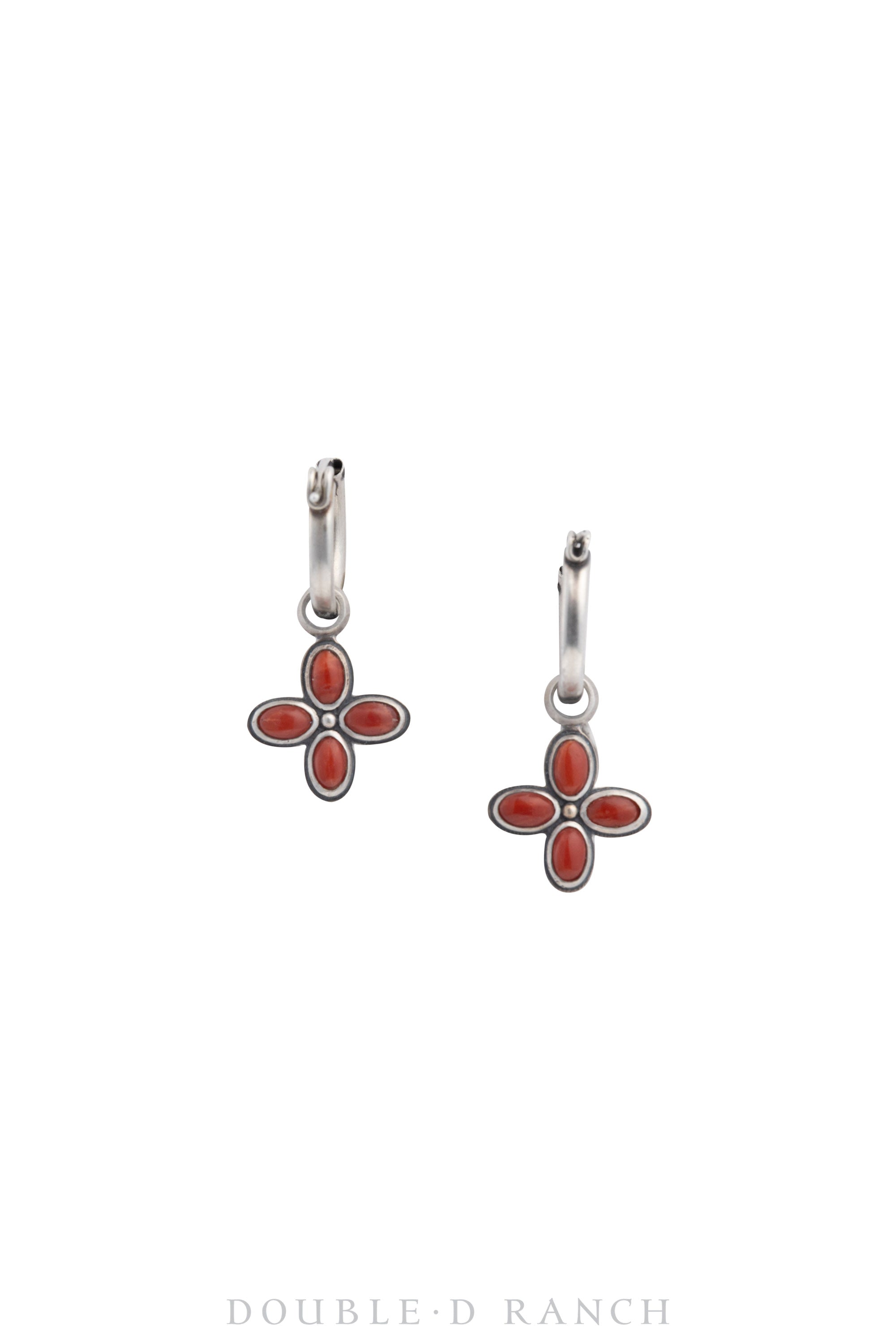 Earrings, Dennis Hogan, Drop, Turquoise & Coral Reversible, Artisan Hallmark, Contemporary, 1454