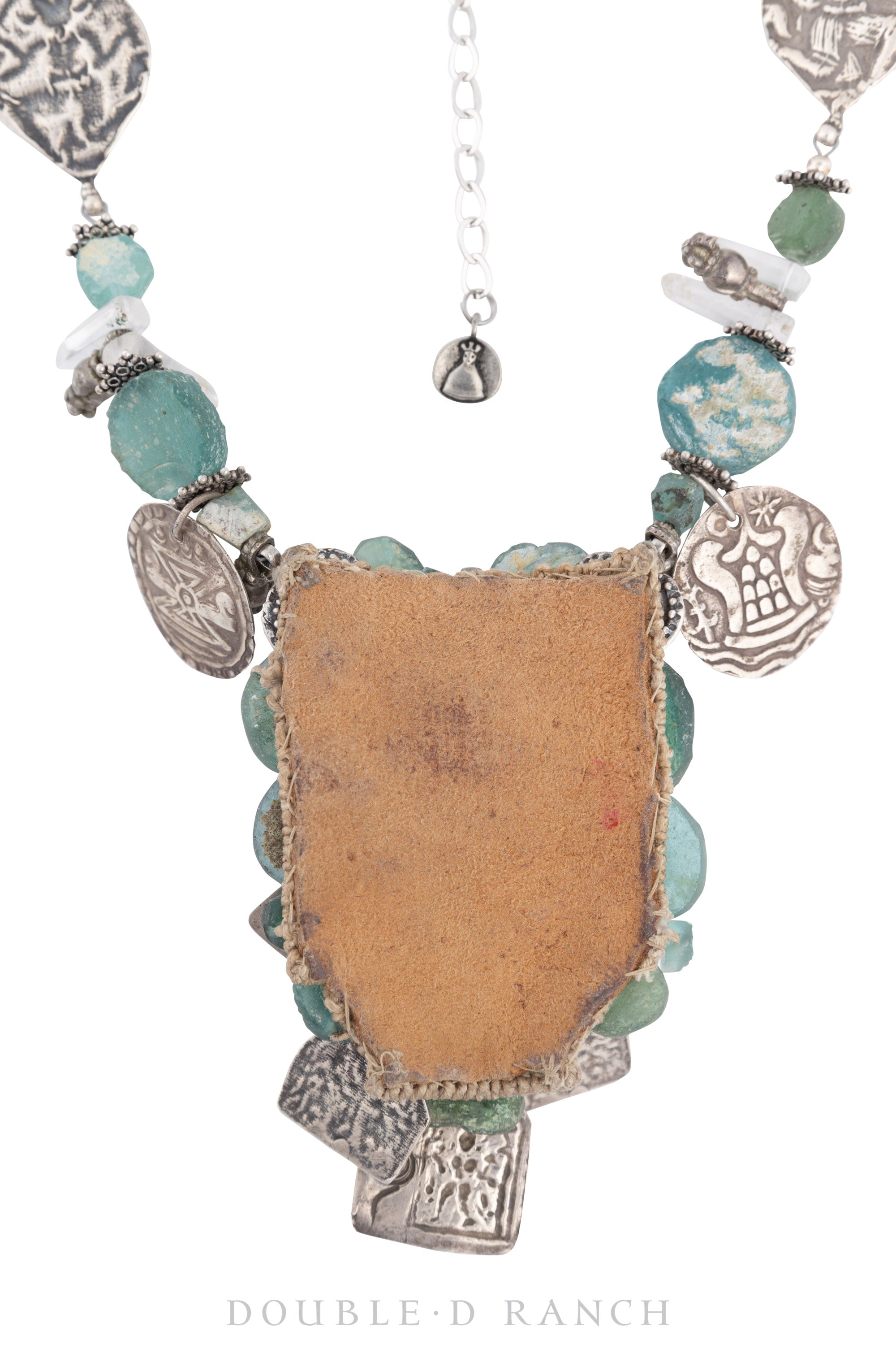 Necklace, Mummy's Bundle, Novelty, Turquoise, Frosted Crystal Icon, Vintage, 3117