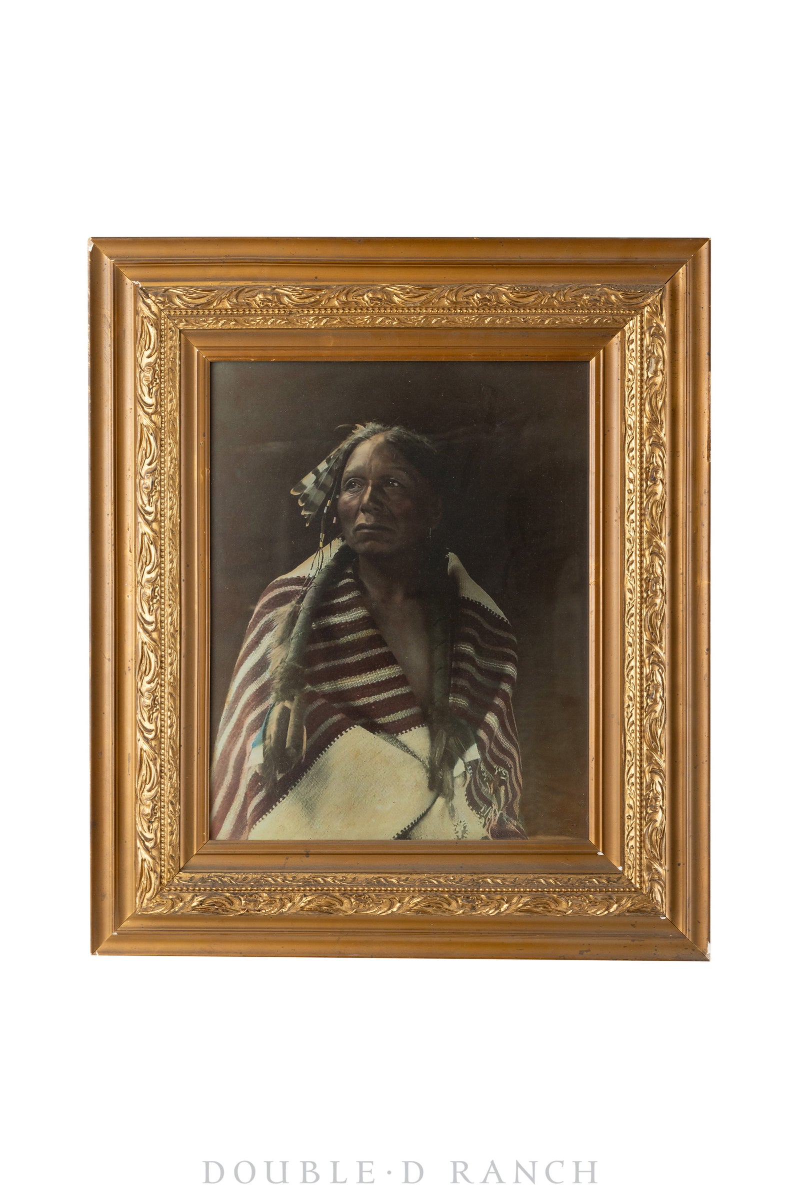 Art, Portrait, Native American, Print, Ornate Gold-Tone Frame, Antique, 1139