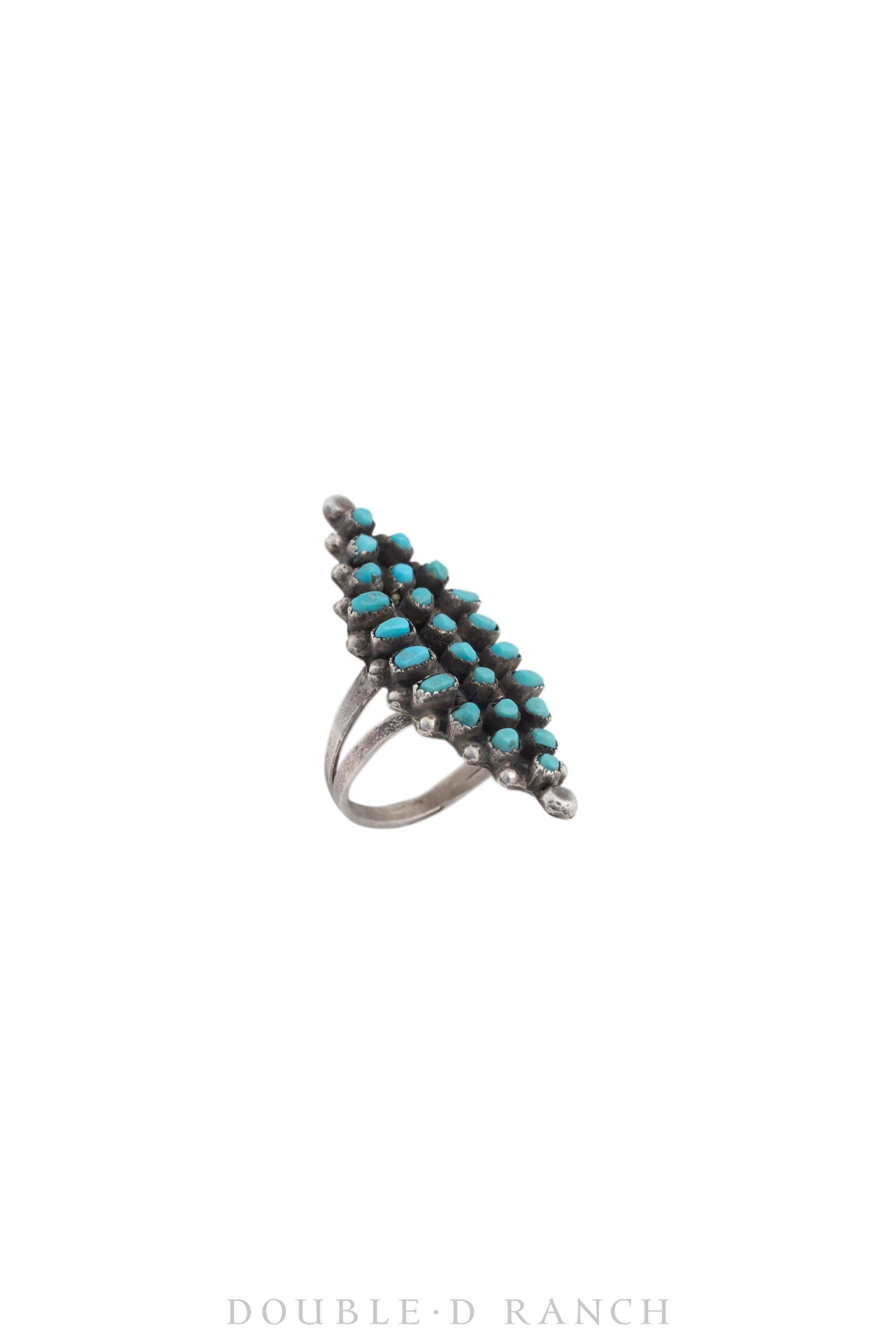 Ring, Shield, Turquoise, Zuni Snake Eye, Hallmark, Vintage ‘60s, 1433