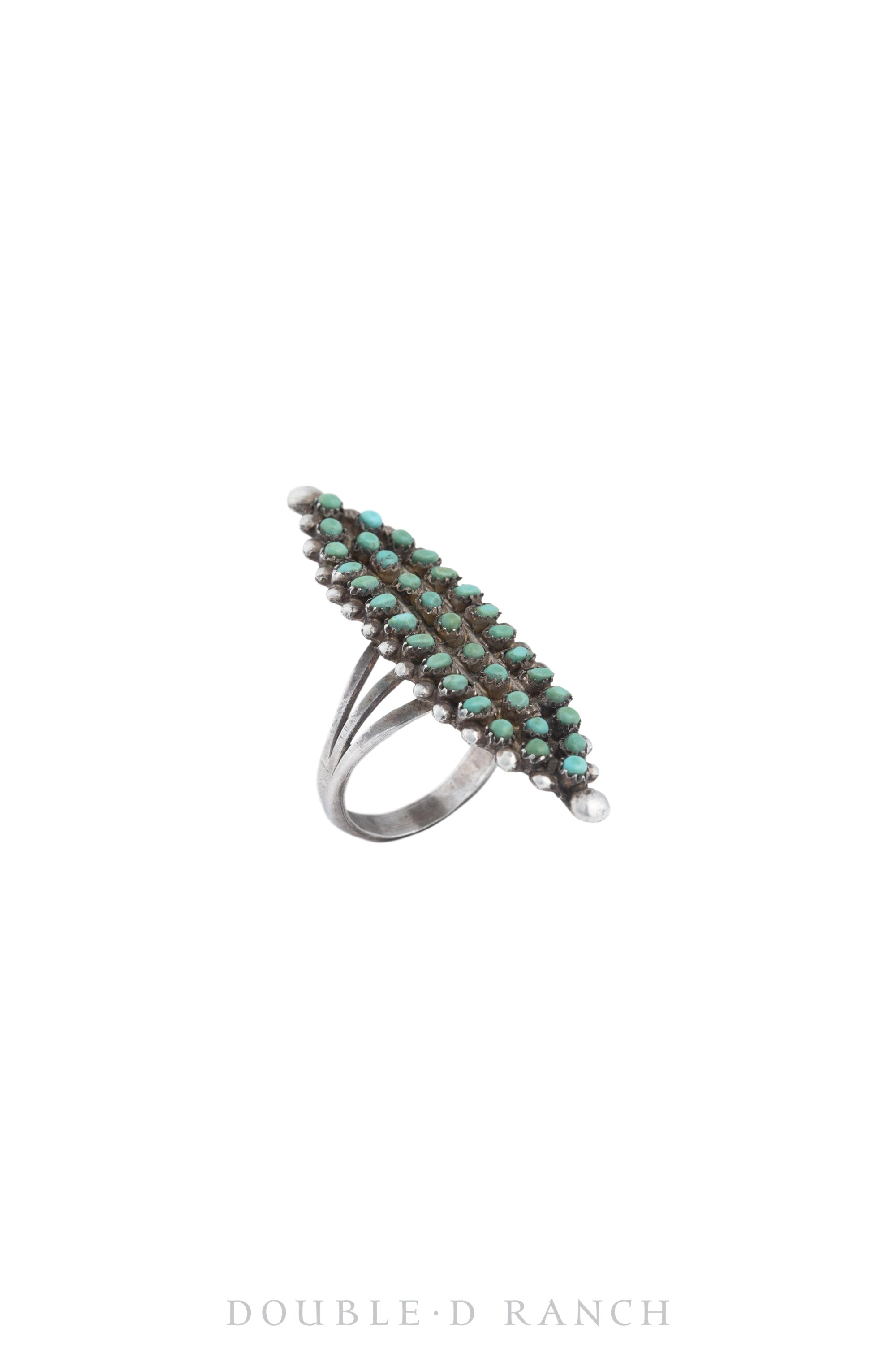 Ring, Cluster, Turquoise, Zuni Snake Eye, Vintage, 1431