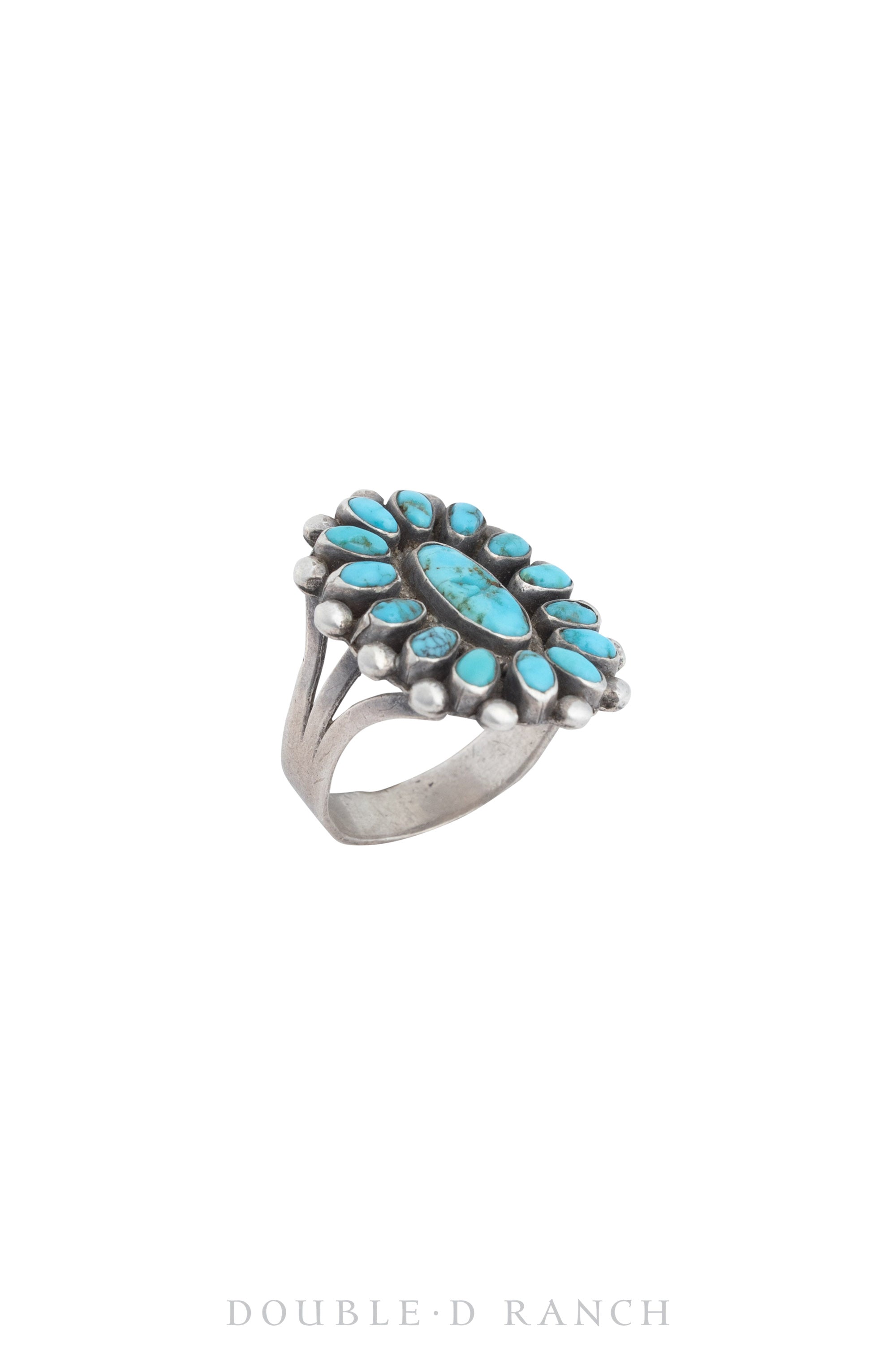 Ring, Cluster, Turquoise, Zuni, Vintage ‘40s, 1374