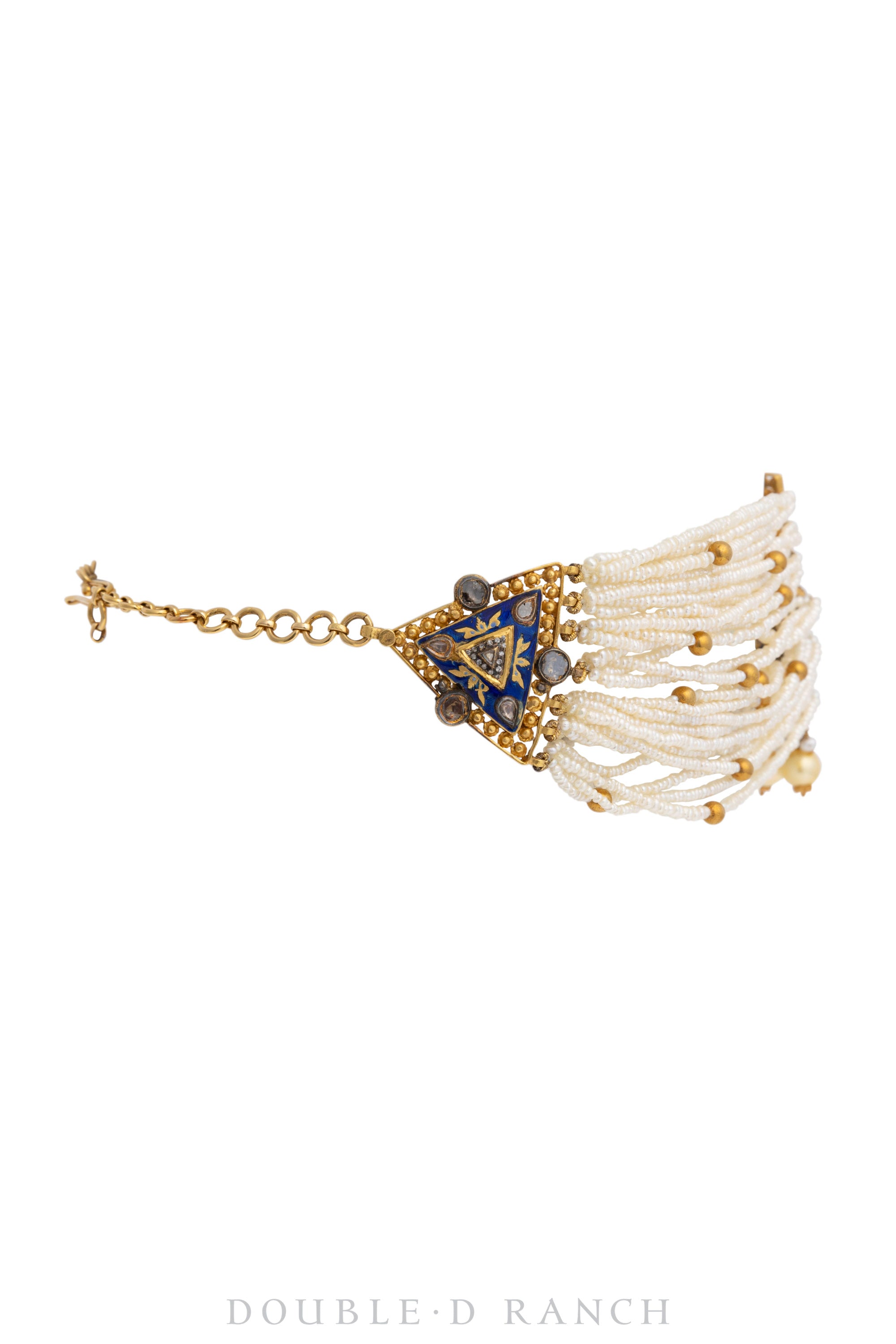 Necklace, Choker, Freshwater Pearls, Enamel Filigree Set in Gold, Reversible Medallion, Contemporary, 1995