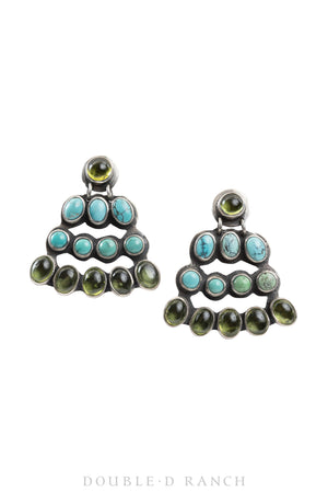 Earrings, Cluster, Turquoise, Gaspeite, Hallmark, Contemporary, 1573