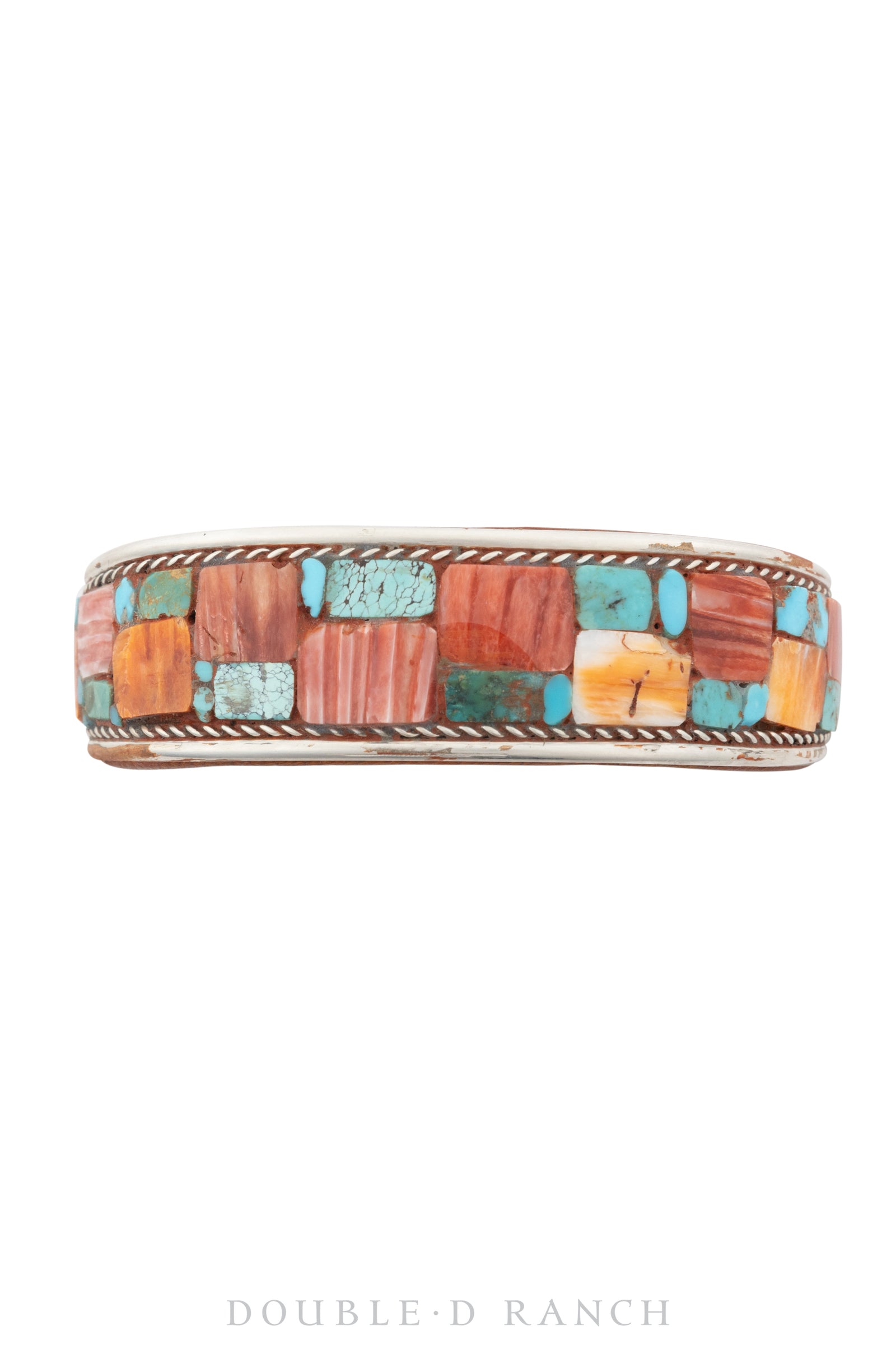 Cuff, Inlay, Multi Stone, Leather Lined, Artisan, Charlie Favor, Contemporary, 3665